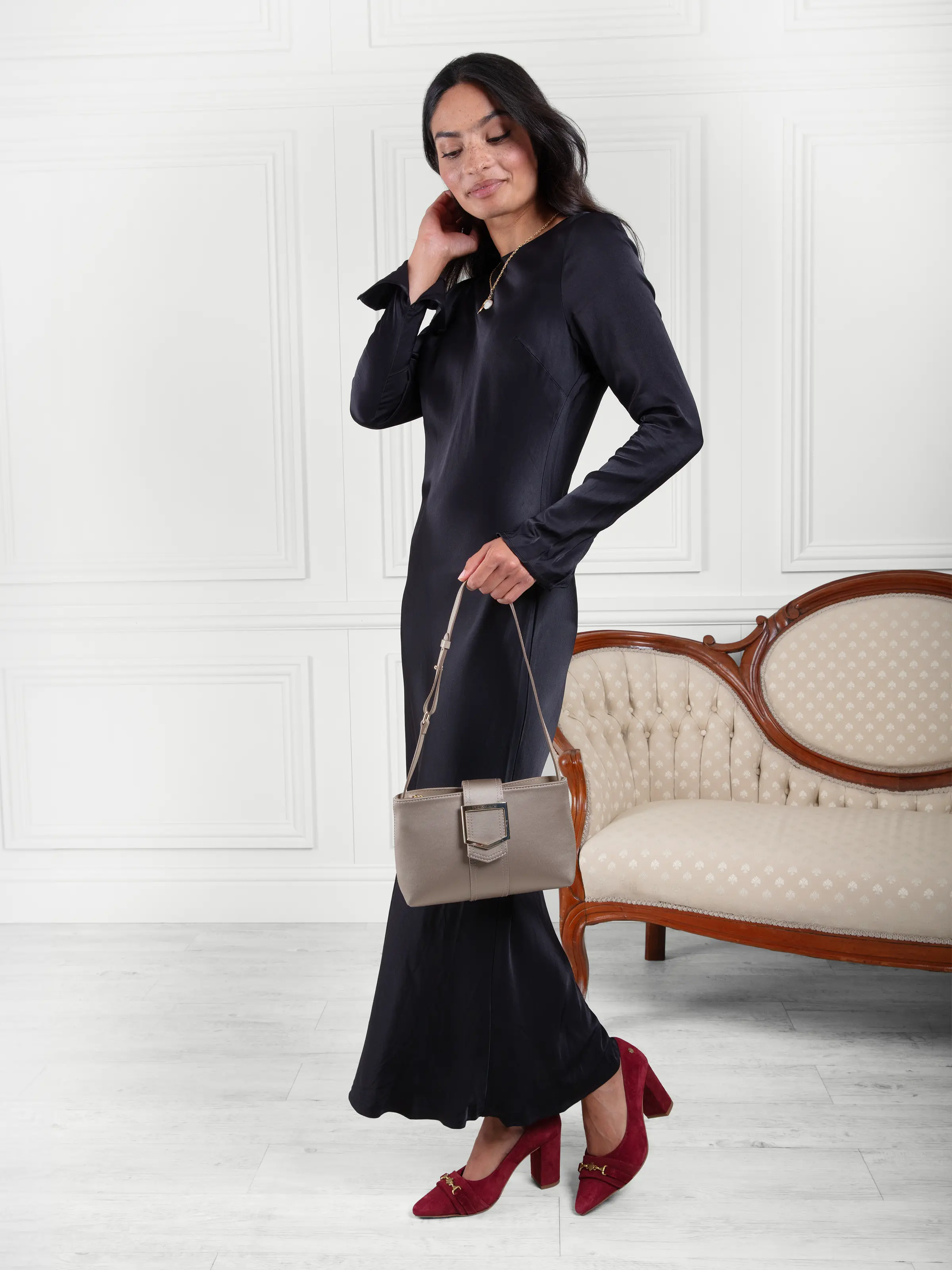 Belmont Shoulder Bag - Champagne Satin - Image 6