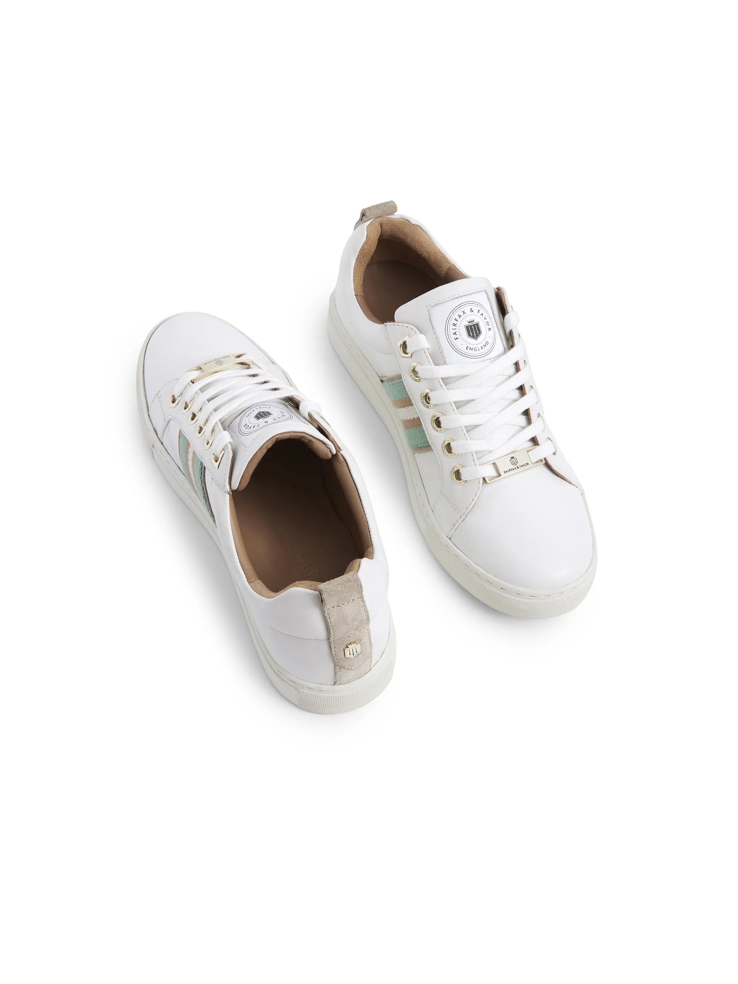 Boston Trainer - White Leather - Mint & Stone - Image 4