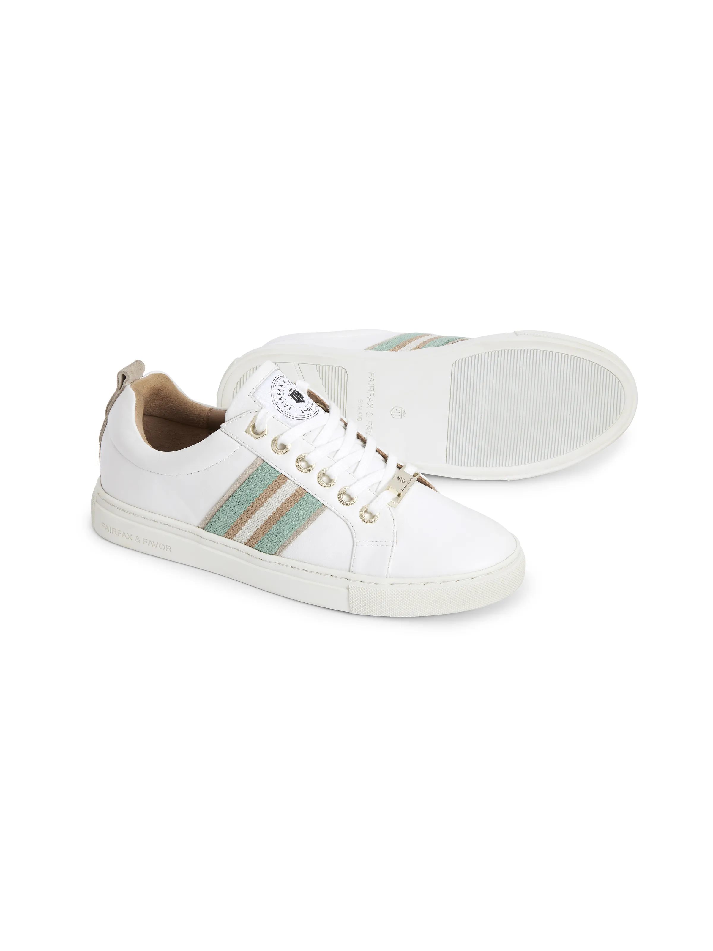 Boston Trainer - White Leather - Mint & Stone - Image 5