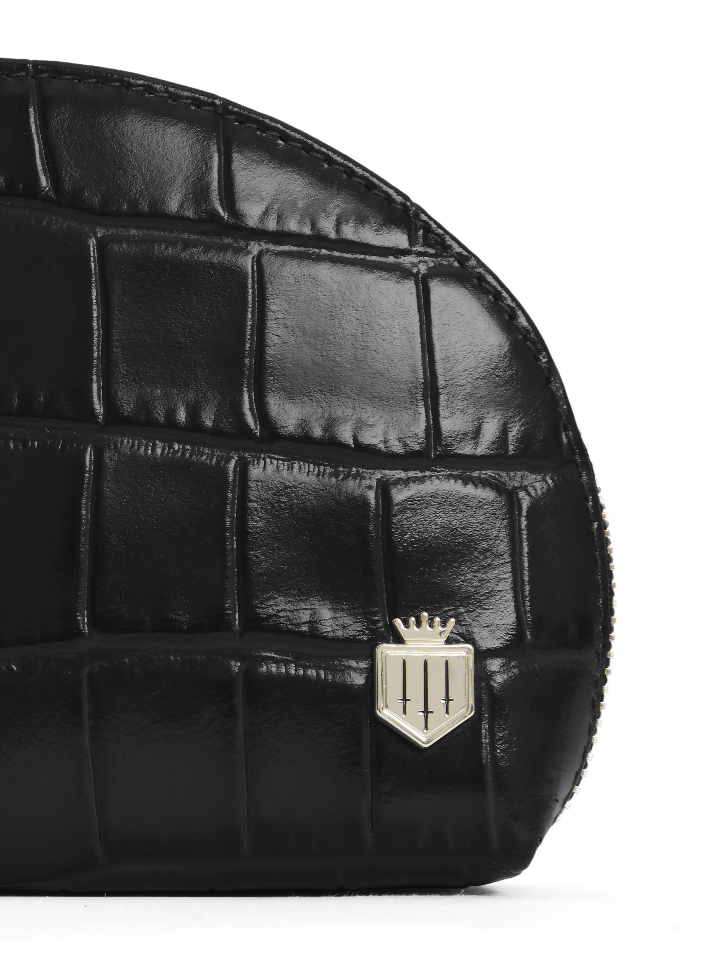 Chiltern Coin Purse - Black Croc Print Leather - Image 4