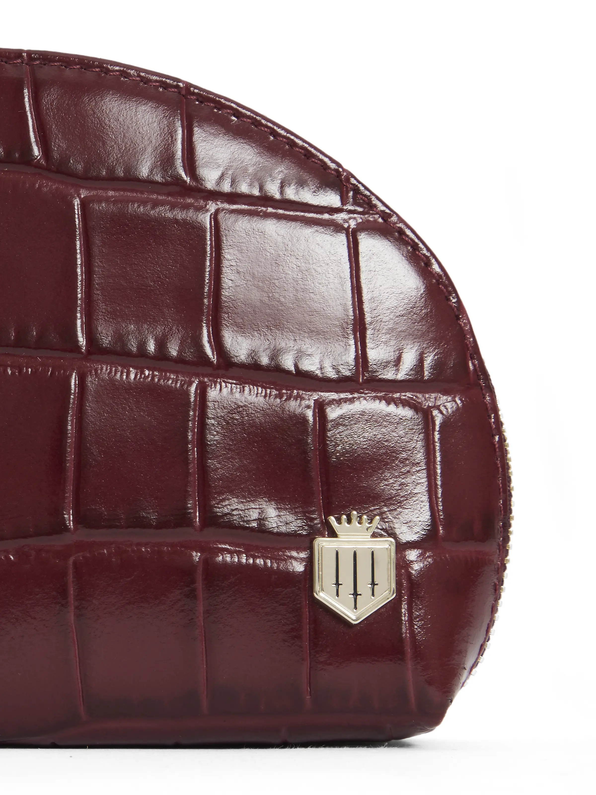 Chiltern Coin Purse - Ruby Croc Print Leather - Image 4
