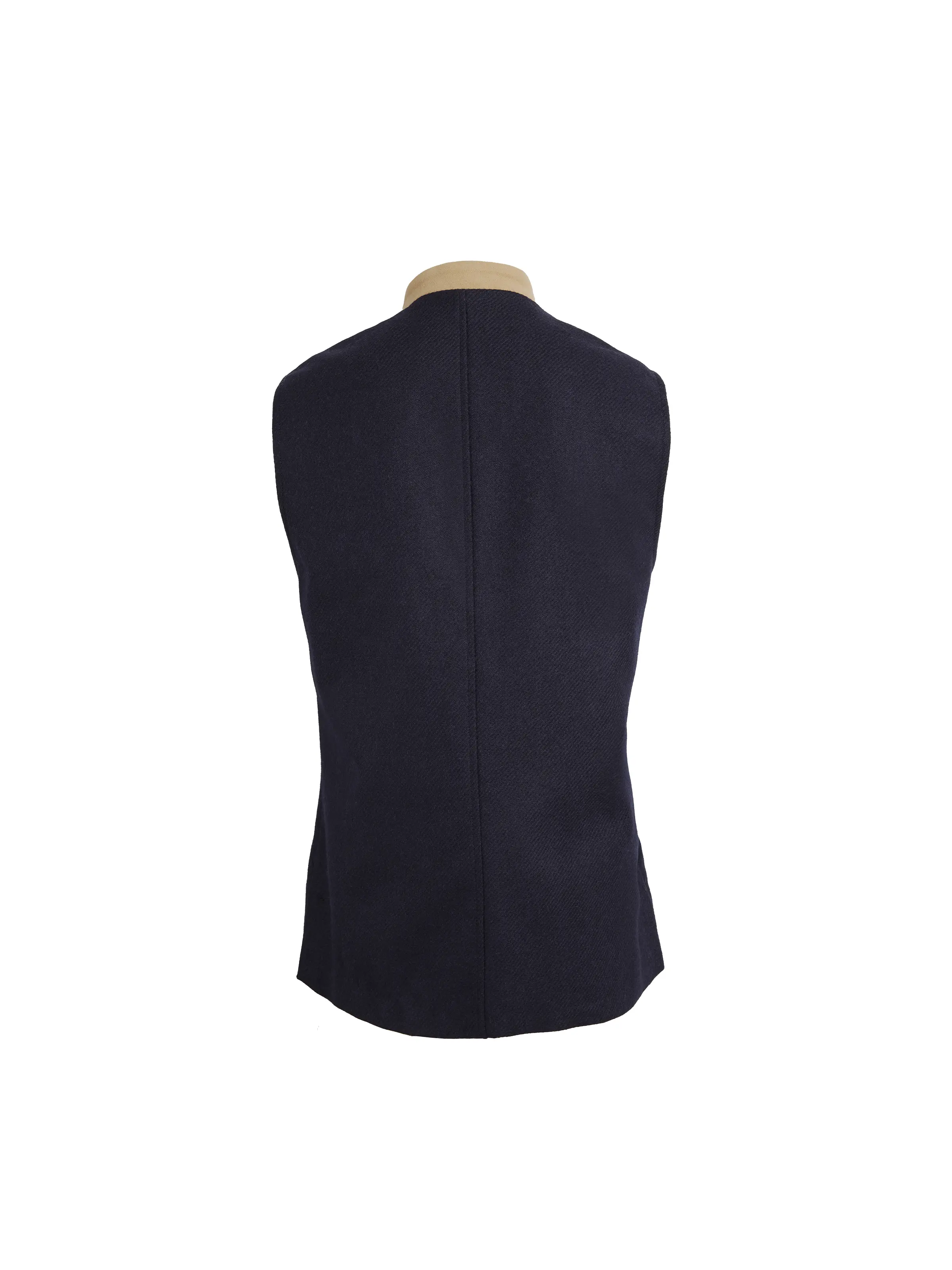 Edward Gilet - Navy Wool & Tan - Image 3