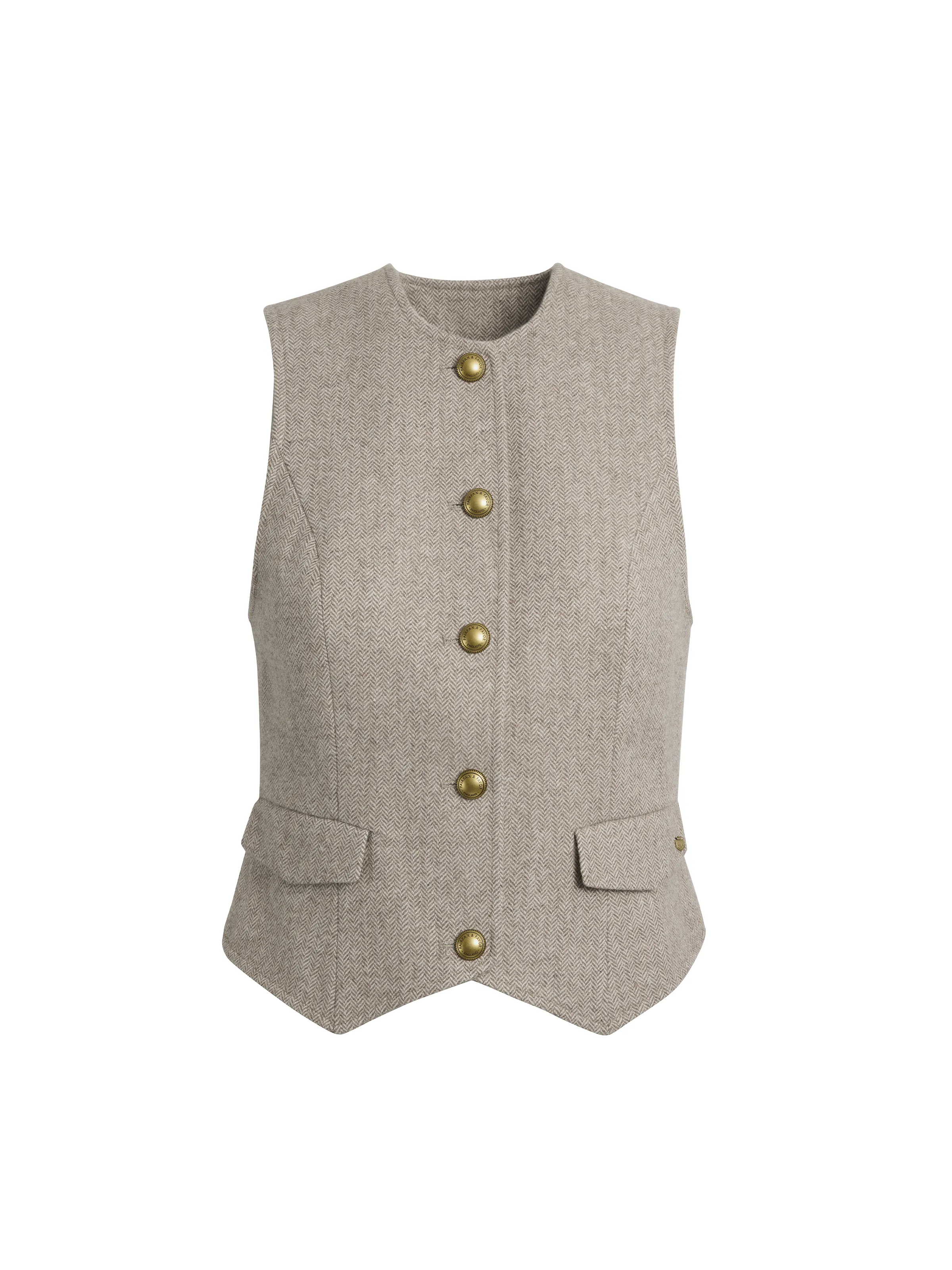 Eleanor Waistcoat Gilet - Almond Herringbone - Image 2