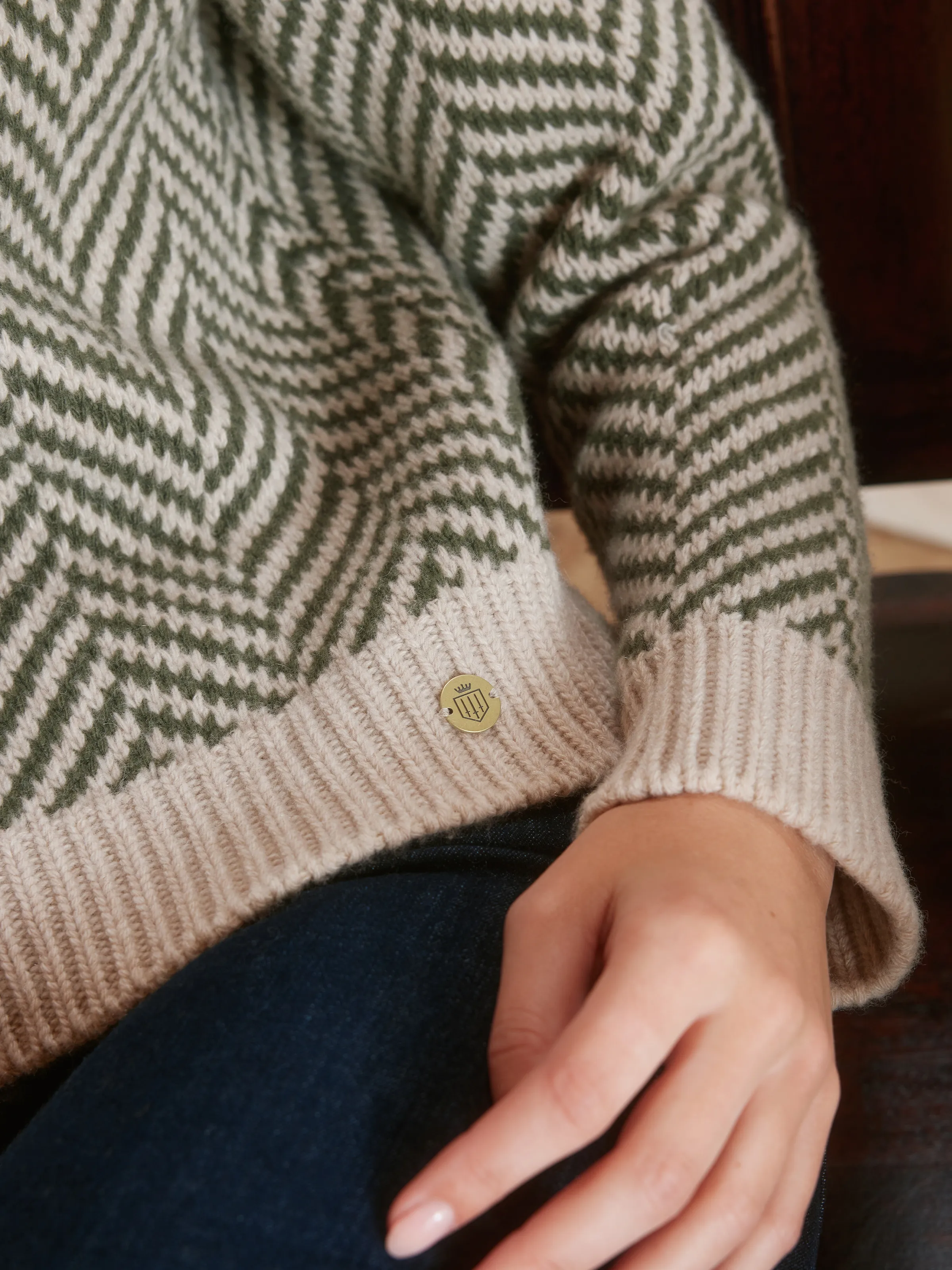 Evie - Moss Green Herringbone - Image 5