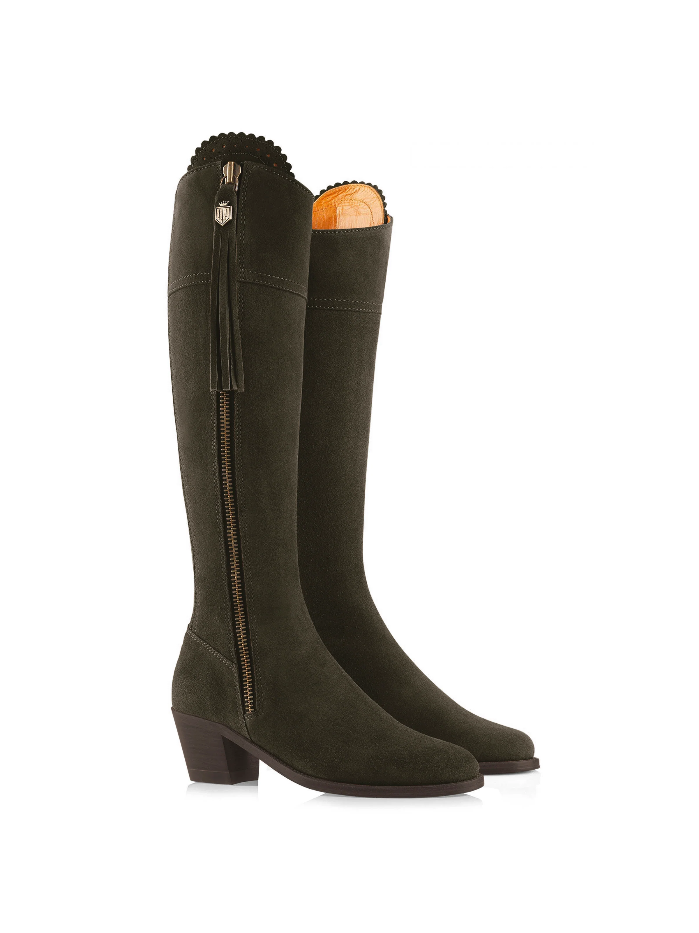 Heeled Regina (Narrow Fit) - Moss Green Suede - Image 2