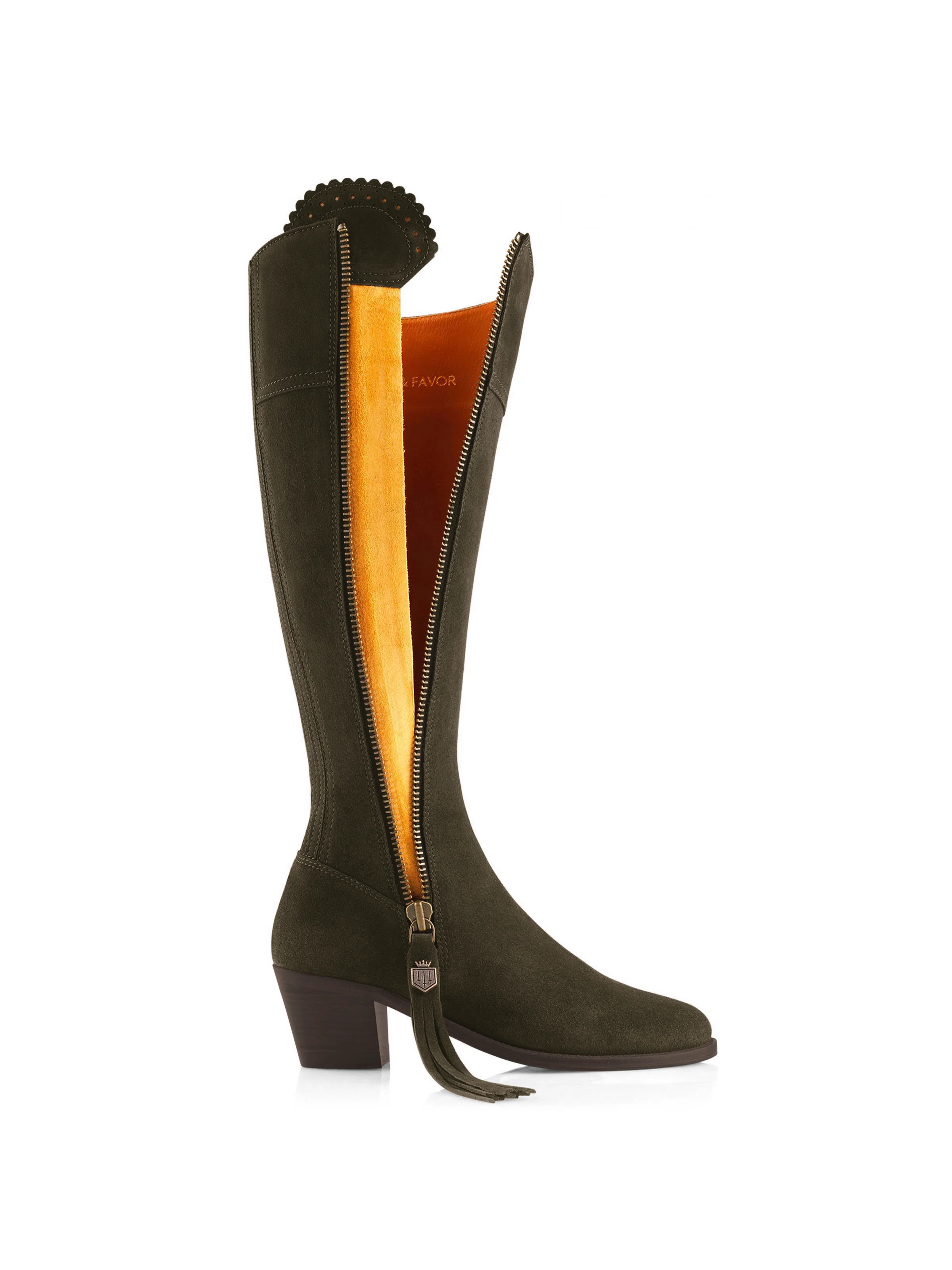Heeled Regina (Narrow Fit) - Moss Green Suede - Image 3