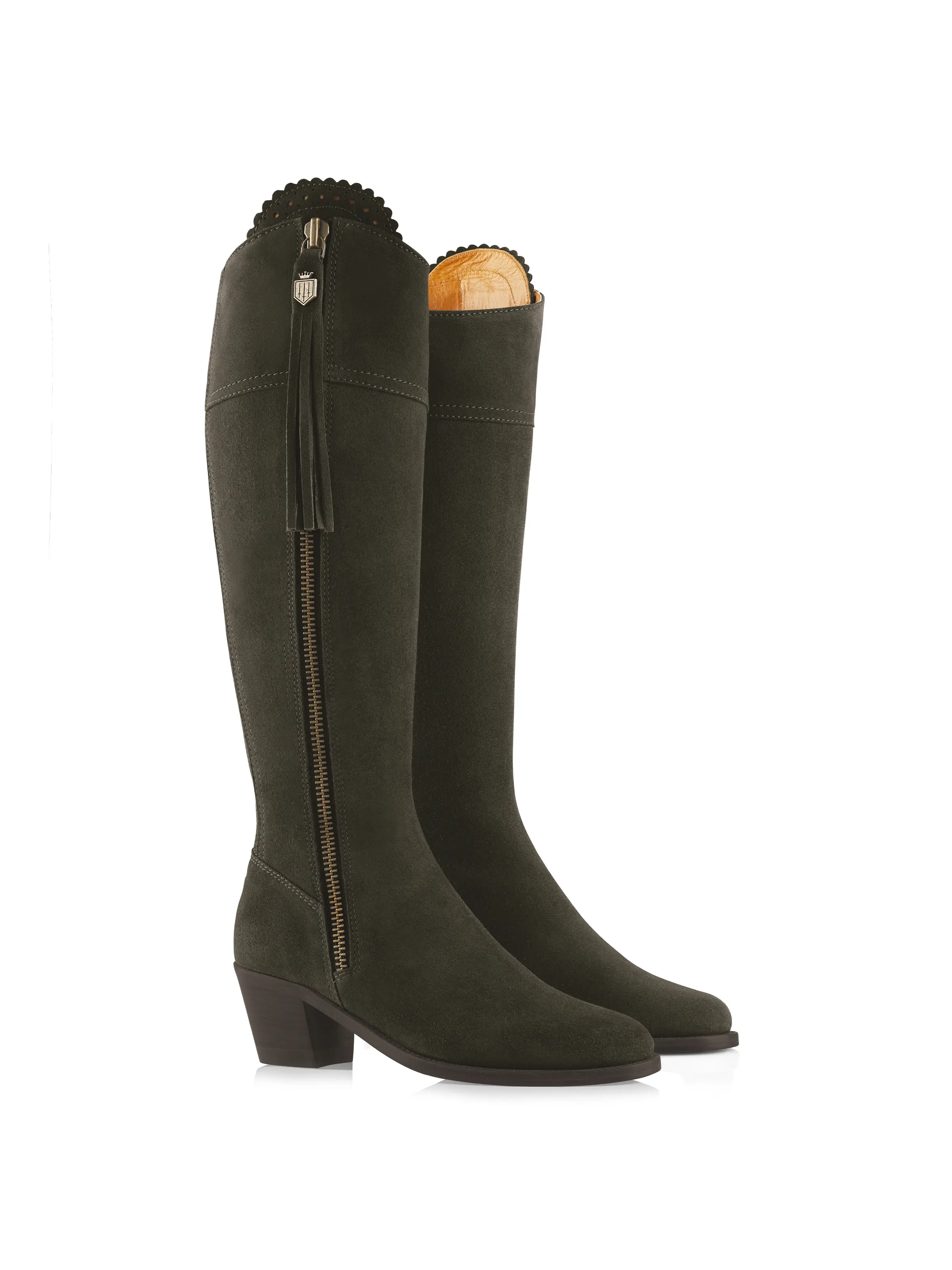 Heeled Regina (Sporting Fit) - Moss Green Suede - Image 2