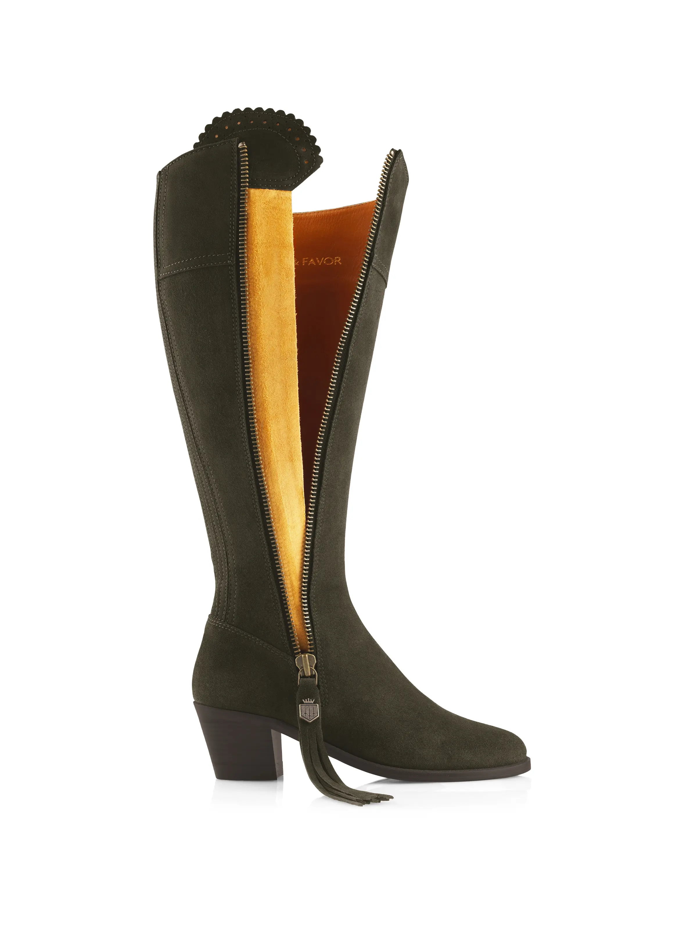 Heeled Regina (Sporting Fit) - Moss Green Suede - Image 3