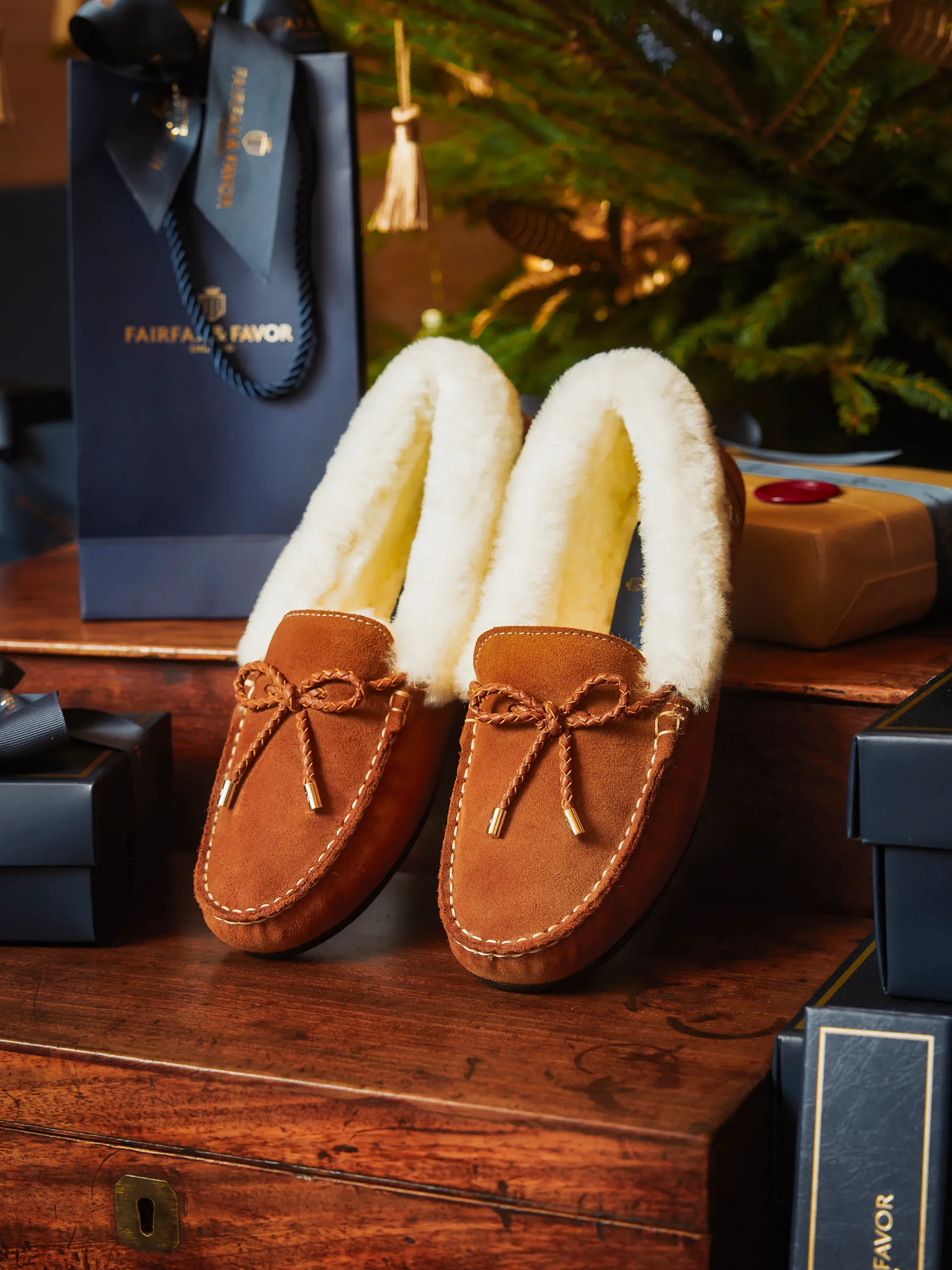 Henley Slipper - Shearling Lined Tan Suede - Image 6
