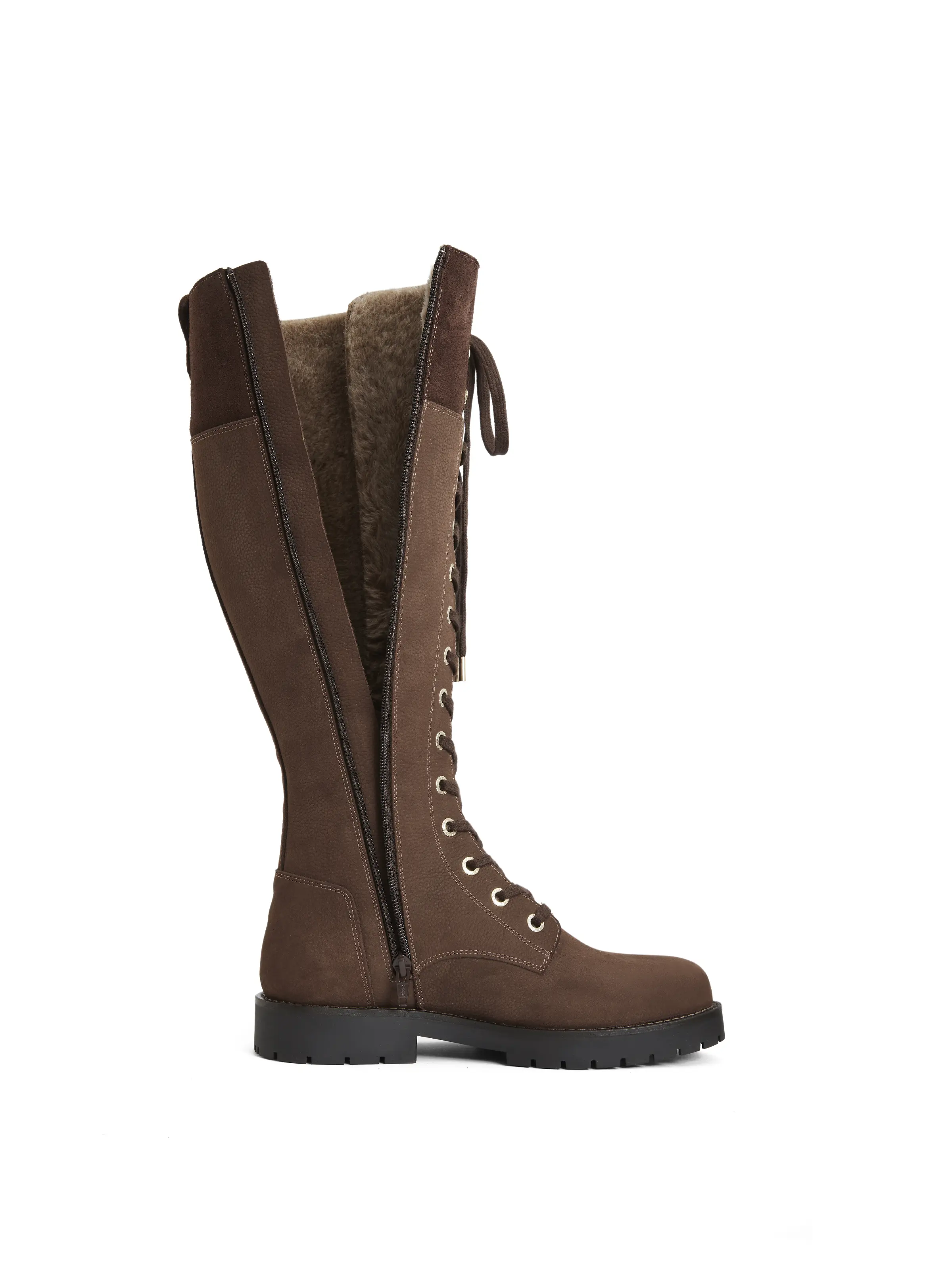 Knee High Shearling Lined Anglesey - Chocolate Nubuck - Image 4