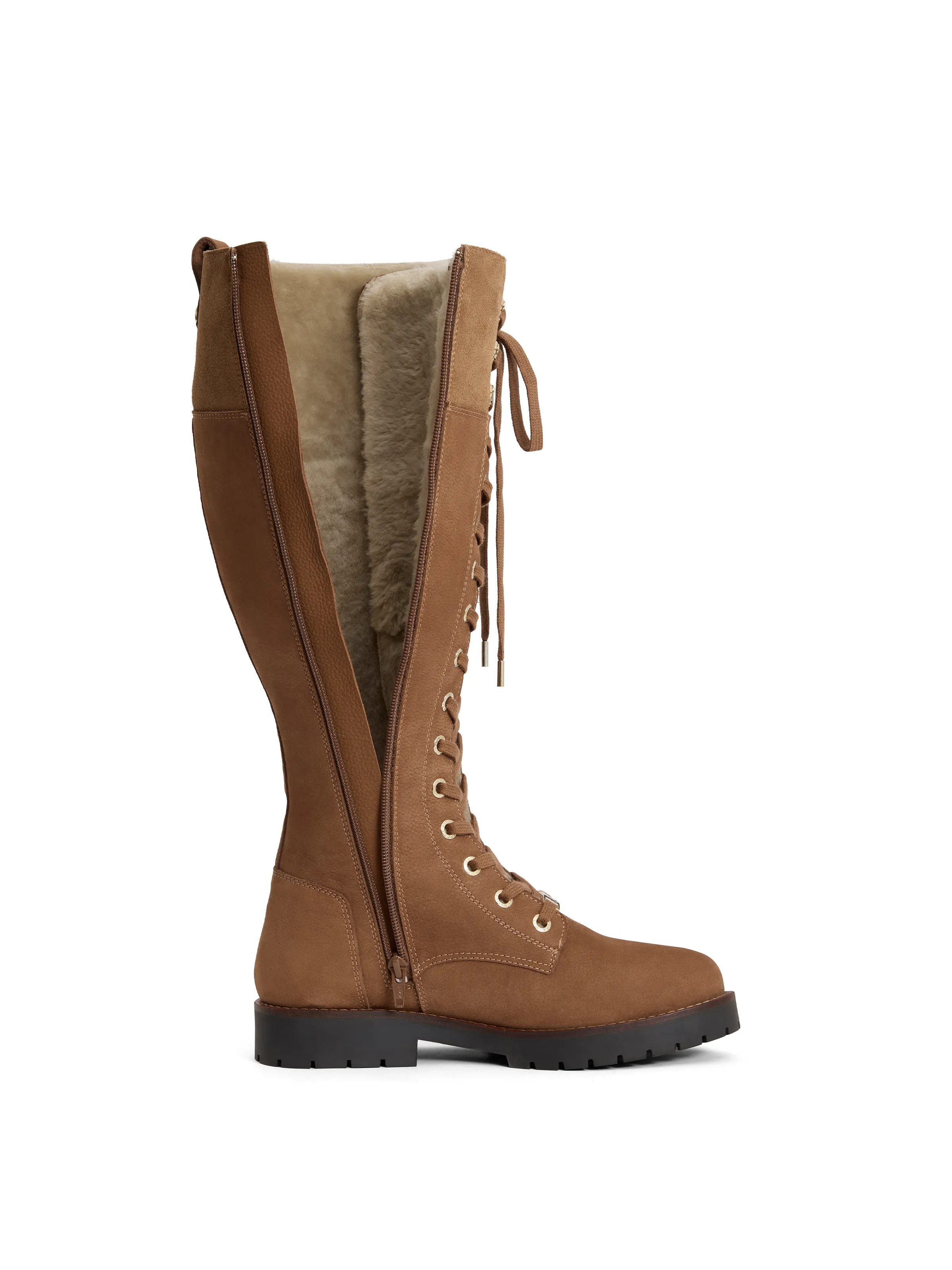 Knee High Shearling Lined Anglesey - Cognac Nubuck - Image 4