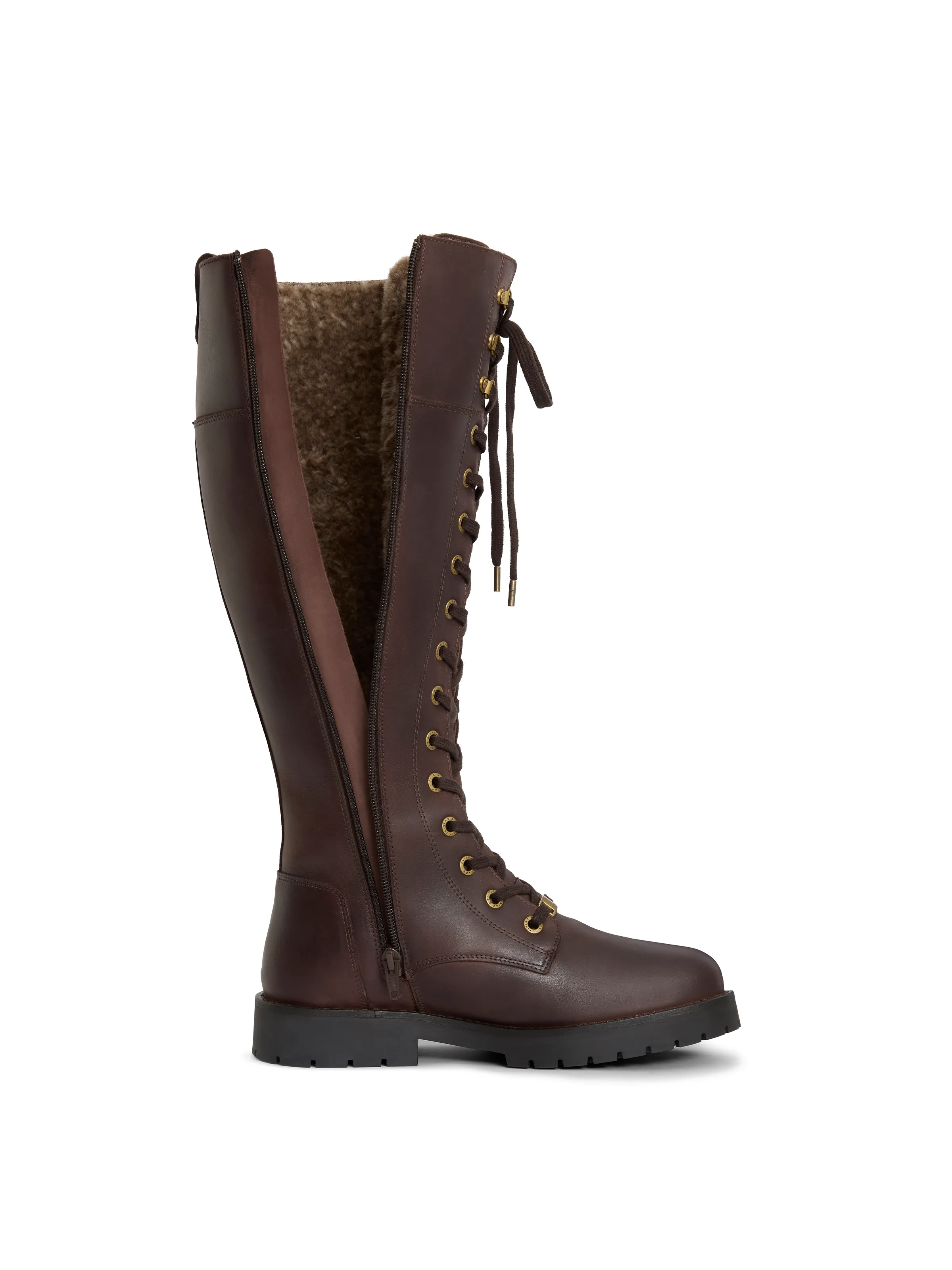 Knee High Shearling Lined Anglesey - Mahogany Leather - Image 4