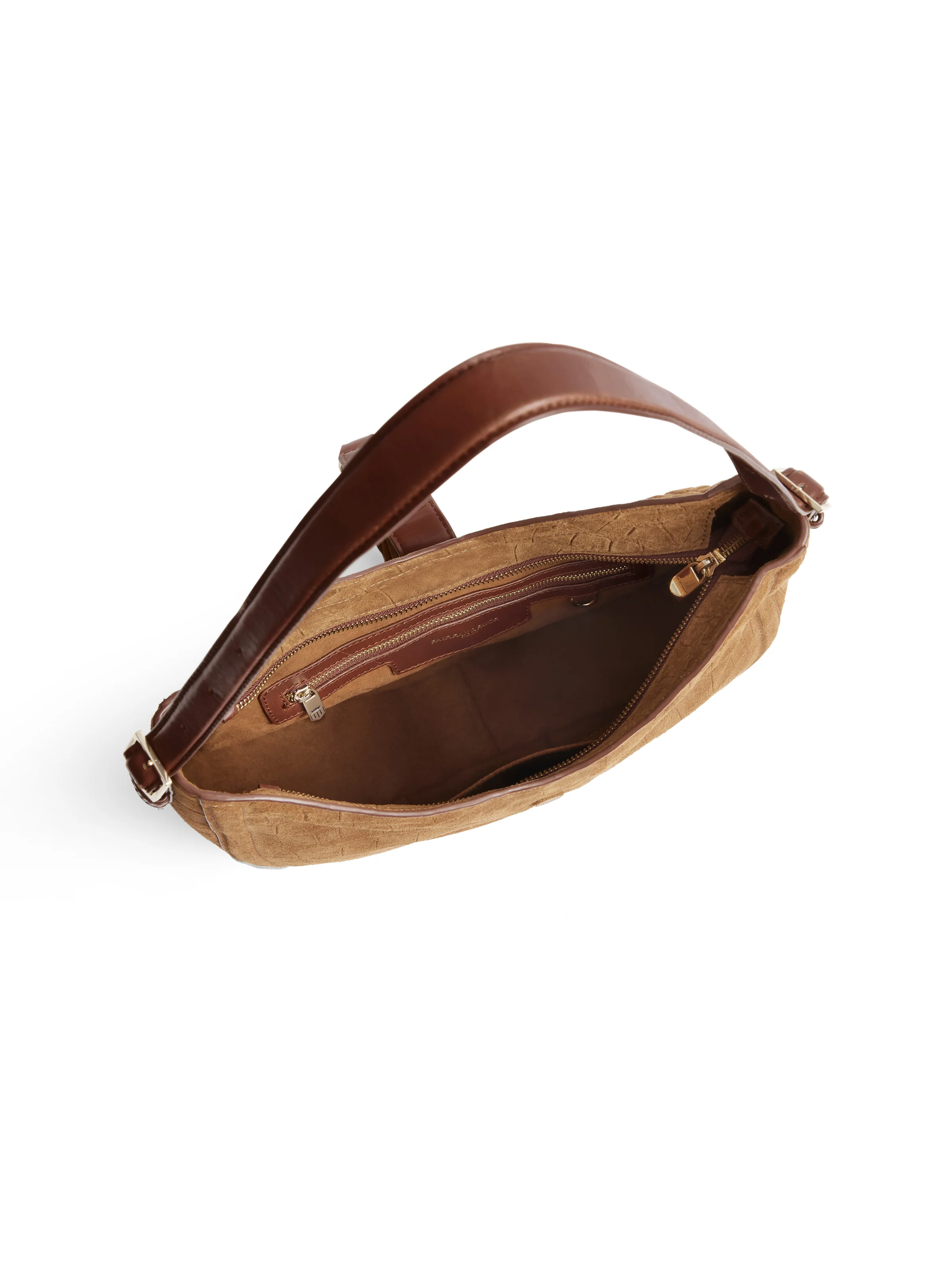 Langham Hobo Bag - Tan Croc Print Suede - Image 3