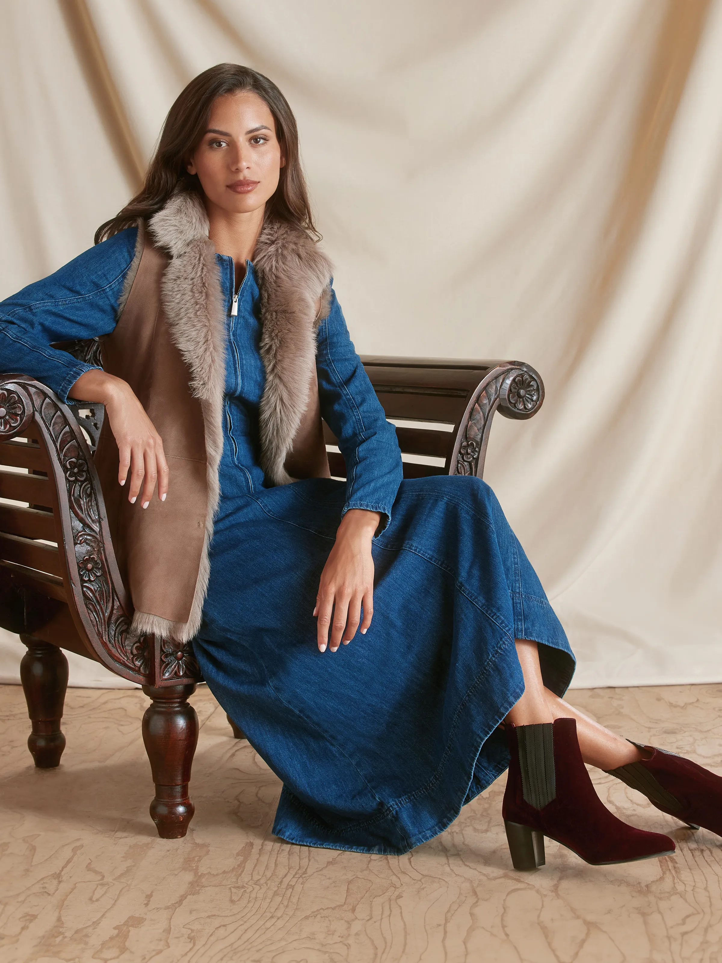 Limited Edition Heeled Electra Ankle Boot Elderberry Velvet - Image 6