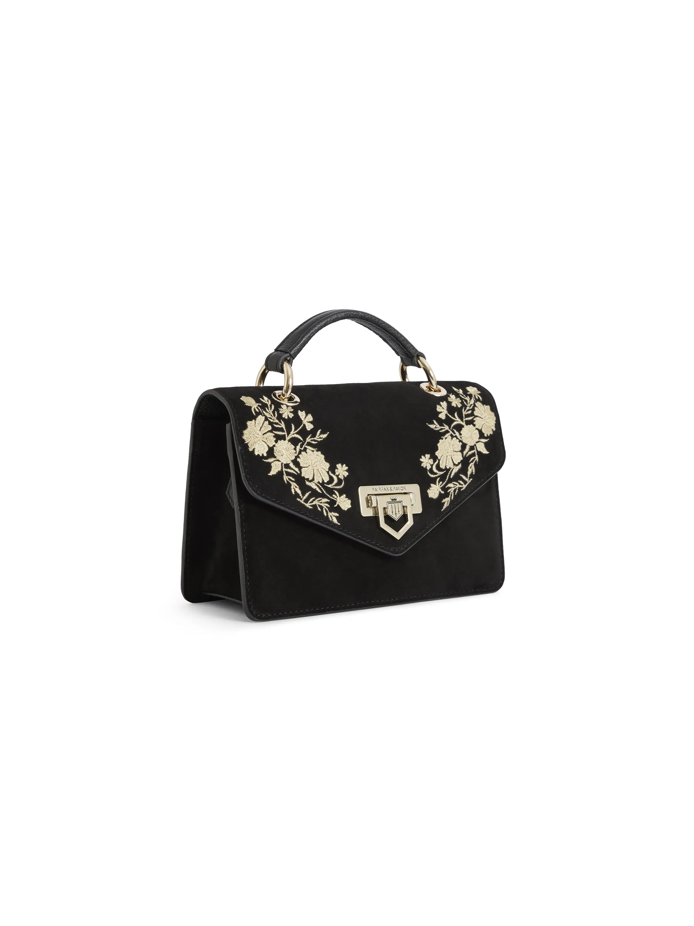 Loxley Mini Cross Body Bag - Embroidered Black Suede - Image 4