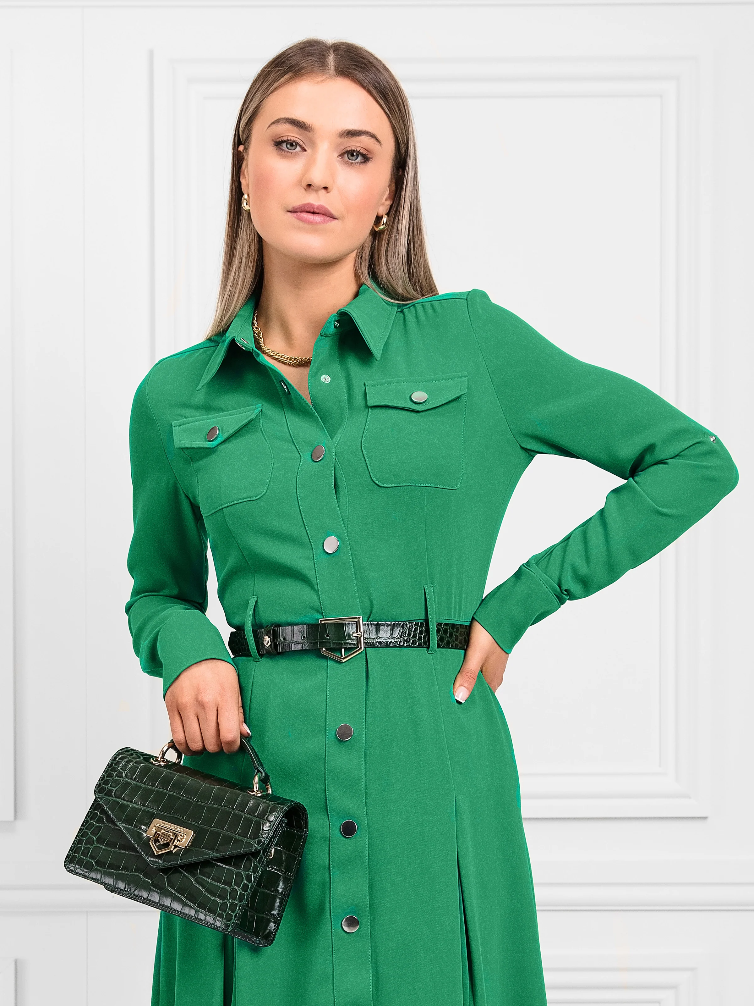 Loxley Mini Crossbody Bag - Emerald Green Croc Print (Limited Edition) - Image 2
