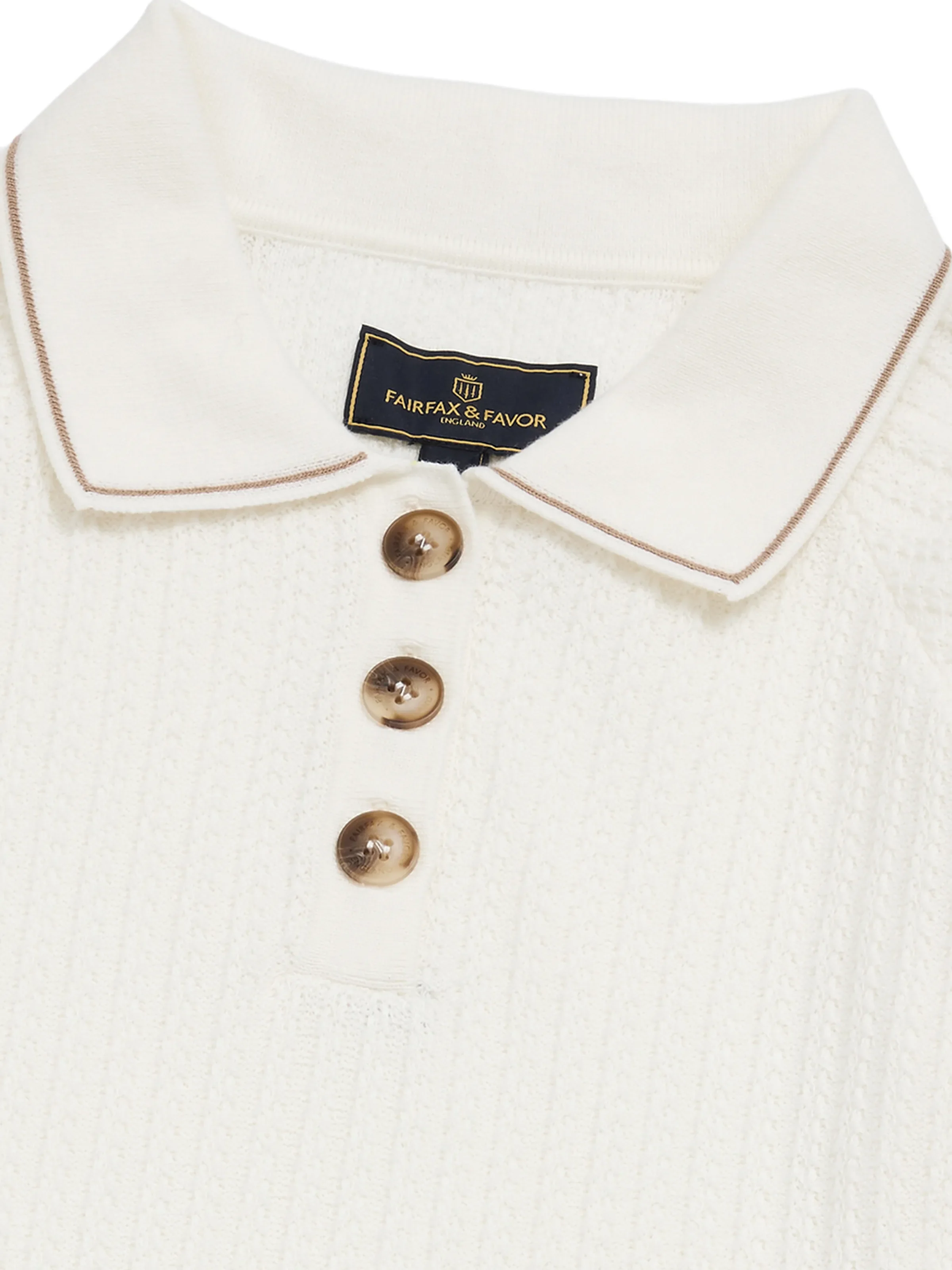 Mae Knitted Polo Shirt - Cream - Image 4