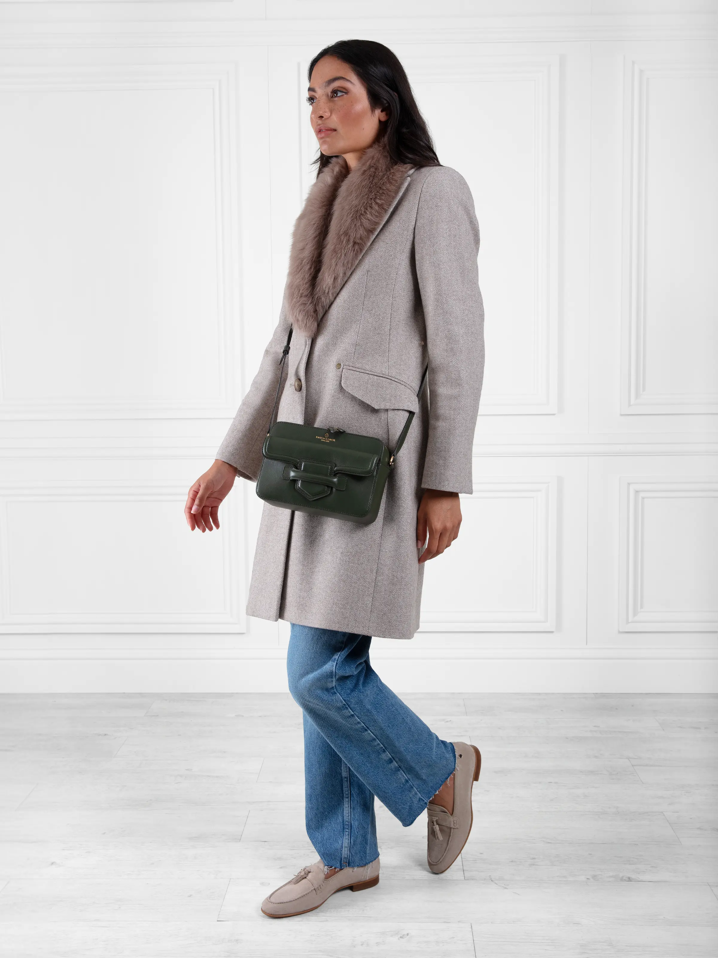 Massingham Cross Body Bag - Moss Green Leather - Image 6