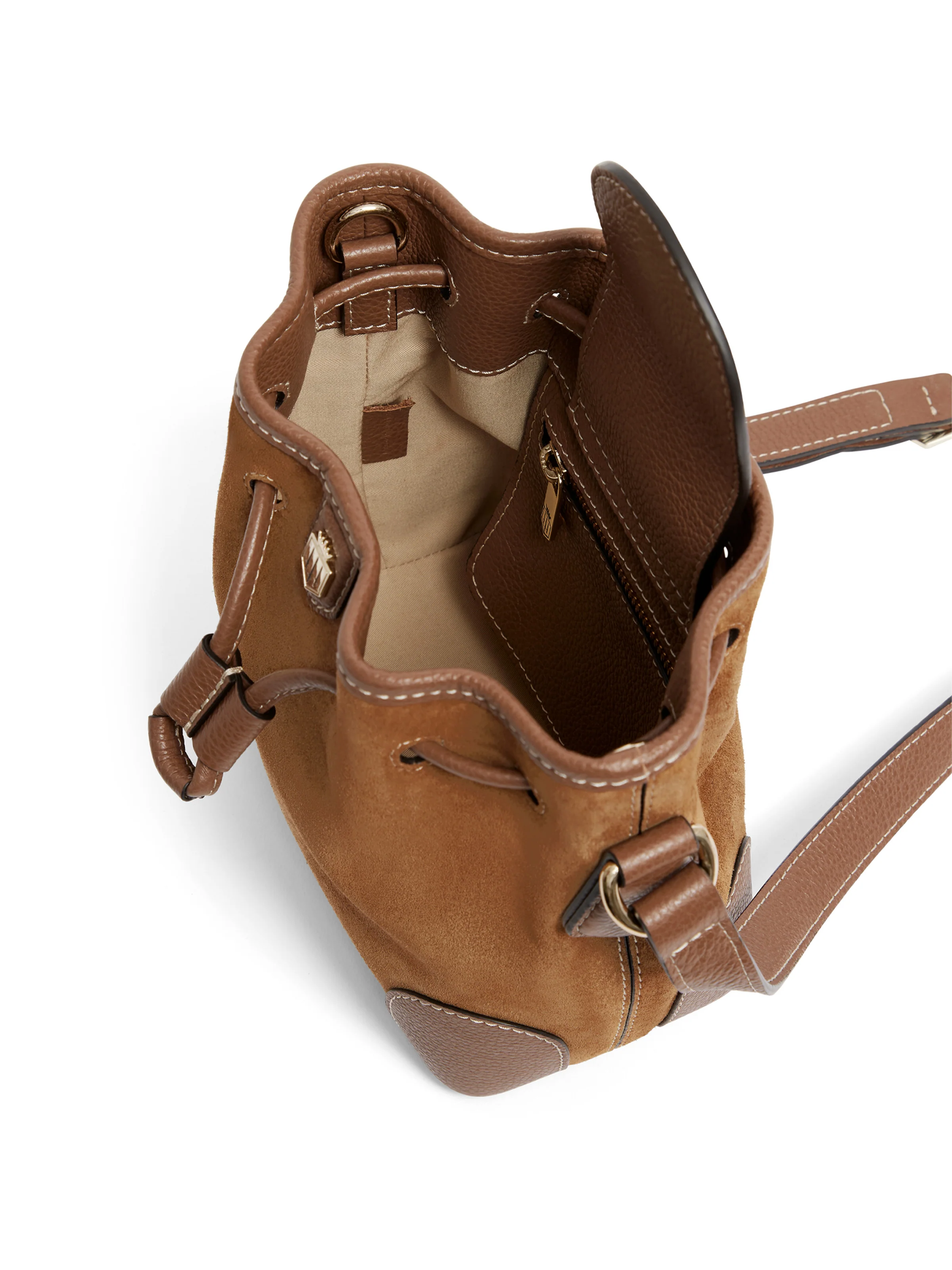 Mini Bibury Bucket Bag - Tan Suede - Image 3