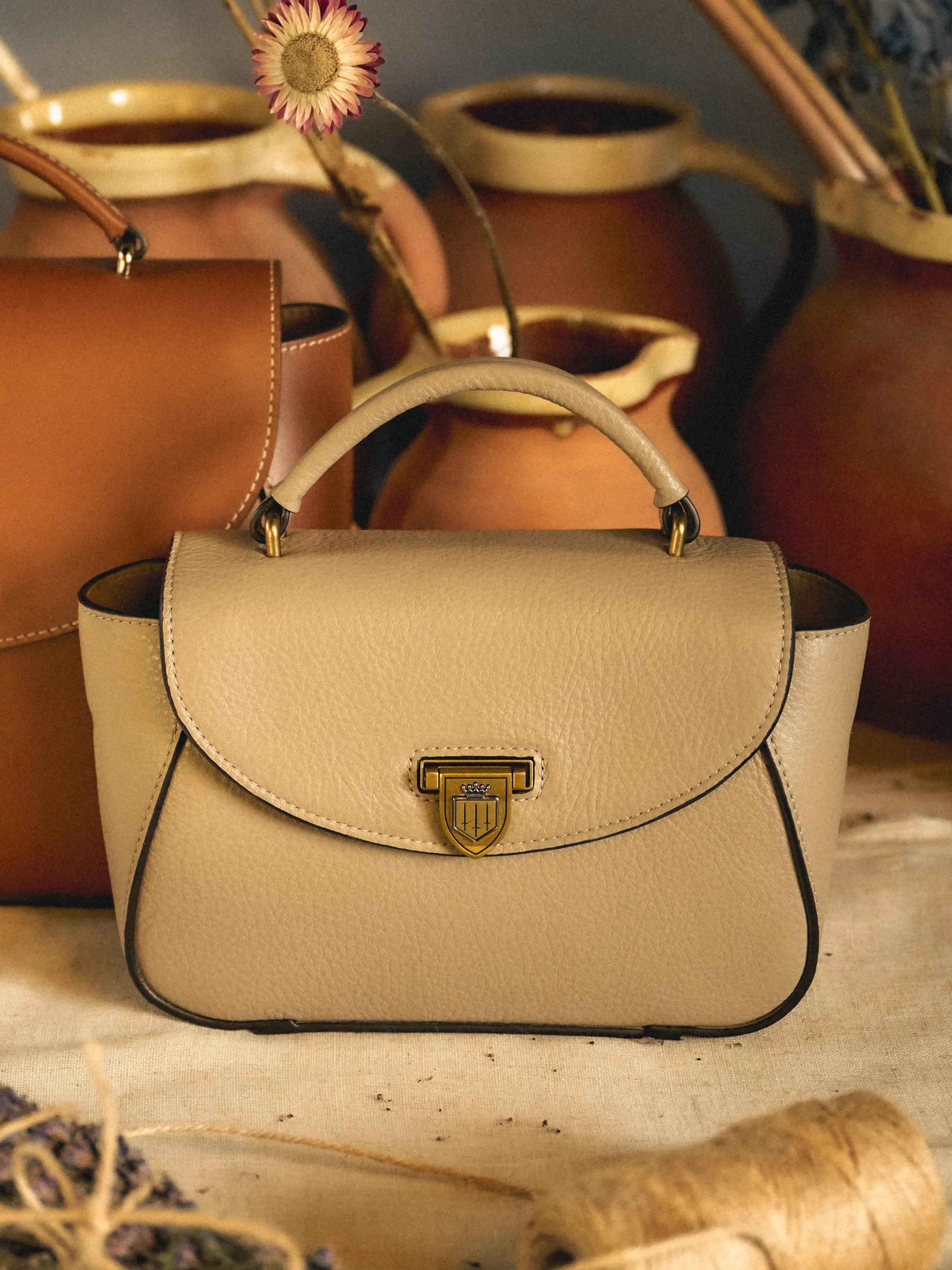 Mini Blenheim Handbag - Stone Leather - Image 7