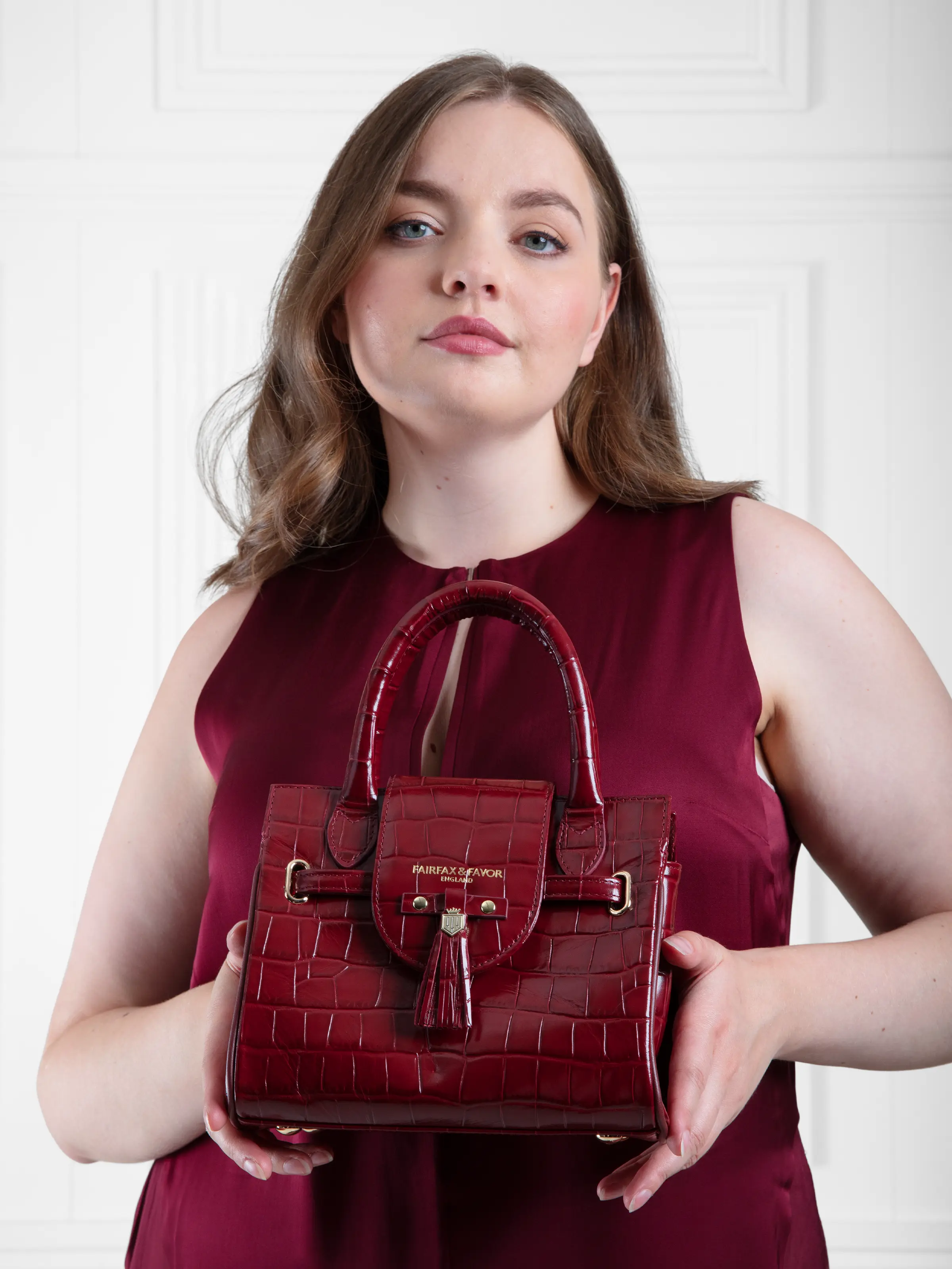 Mini Windsor Handbag - Ruby Croc Print Leather (Limited Edition) - Image 2