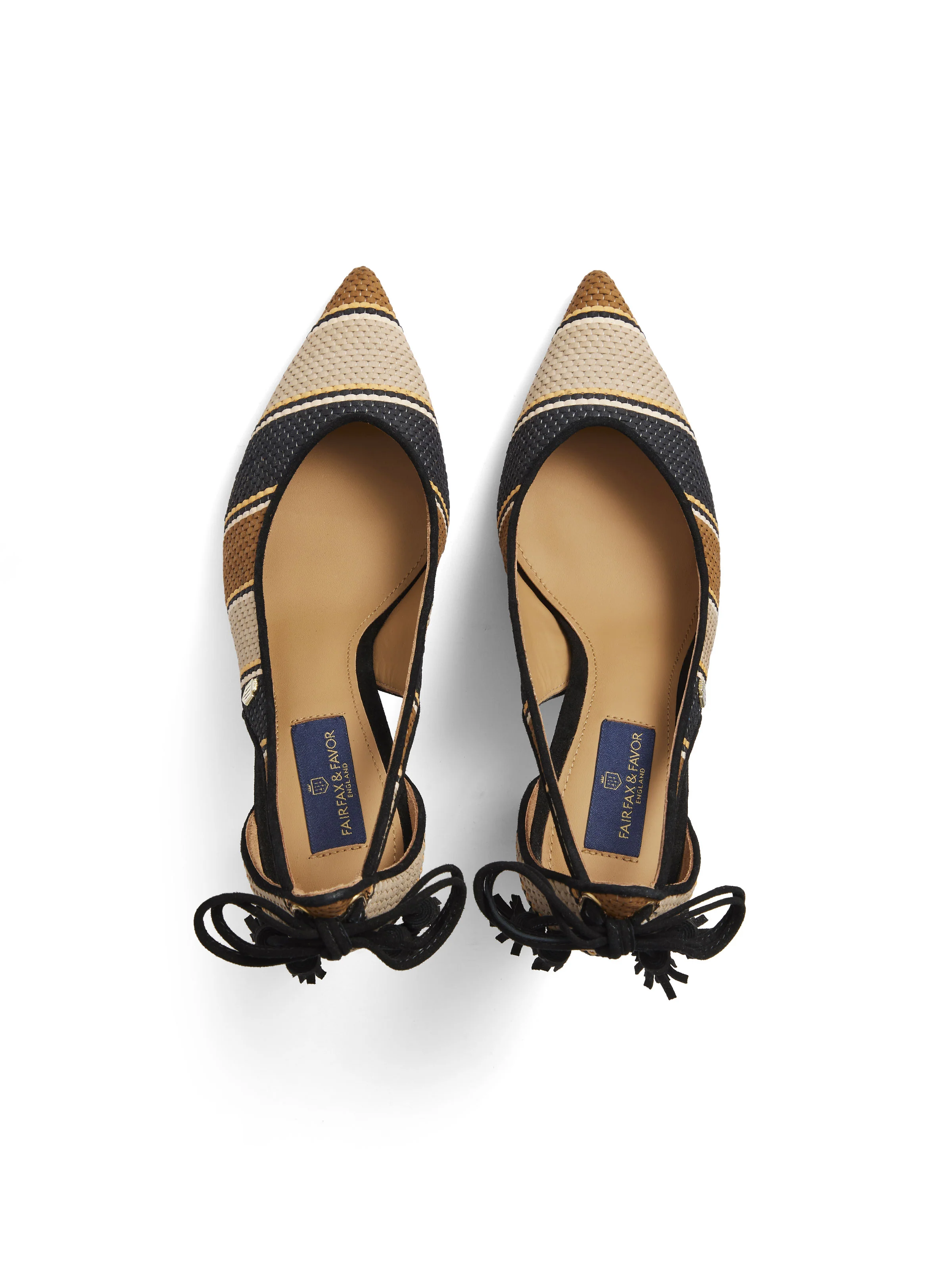 Newbury Heel - Tan, Navy & Cream Weave - Image 4