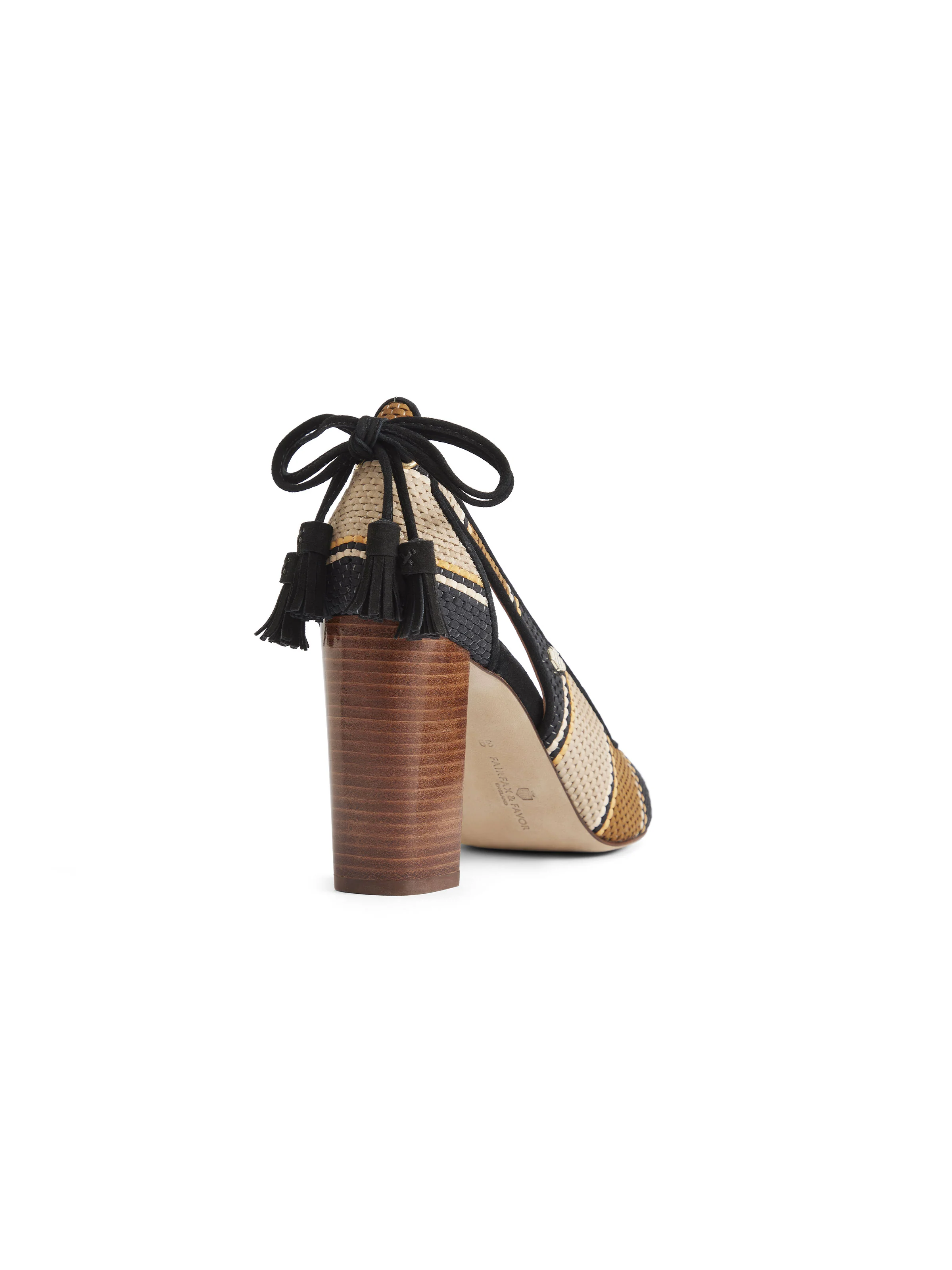 Newbury Heel - Tan, Navy & Cream Weave - Image 5