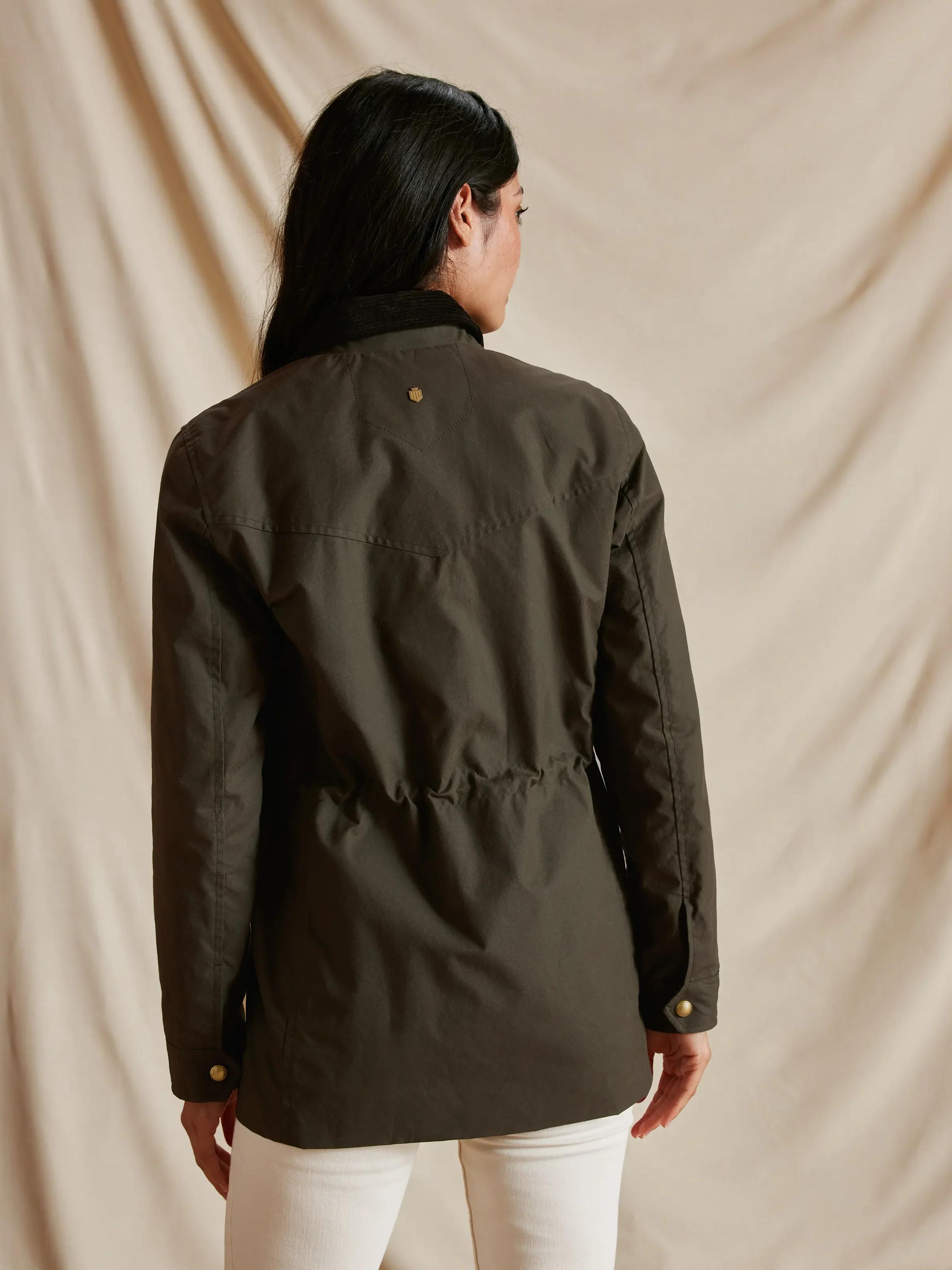 Polly Waisted Wax Jacket - Dark Khaki - Image 5