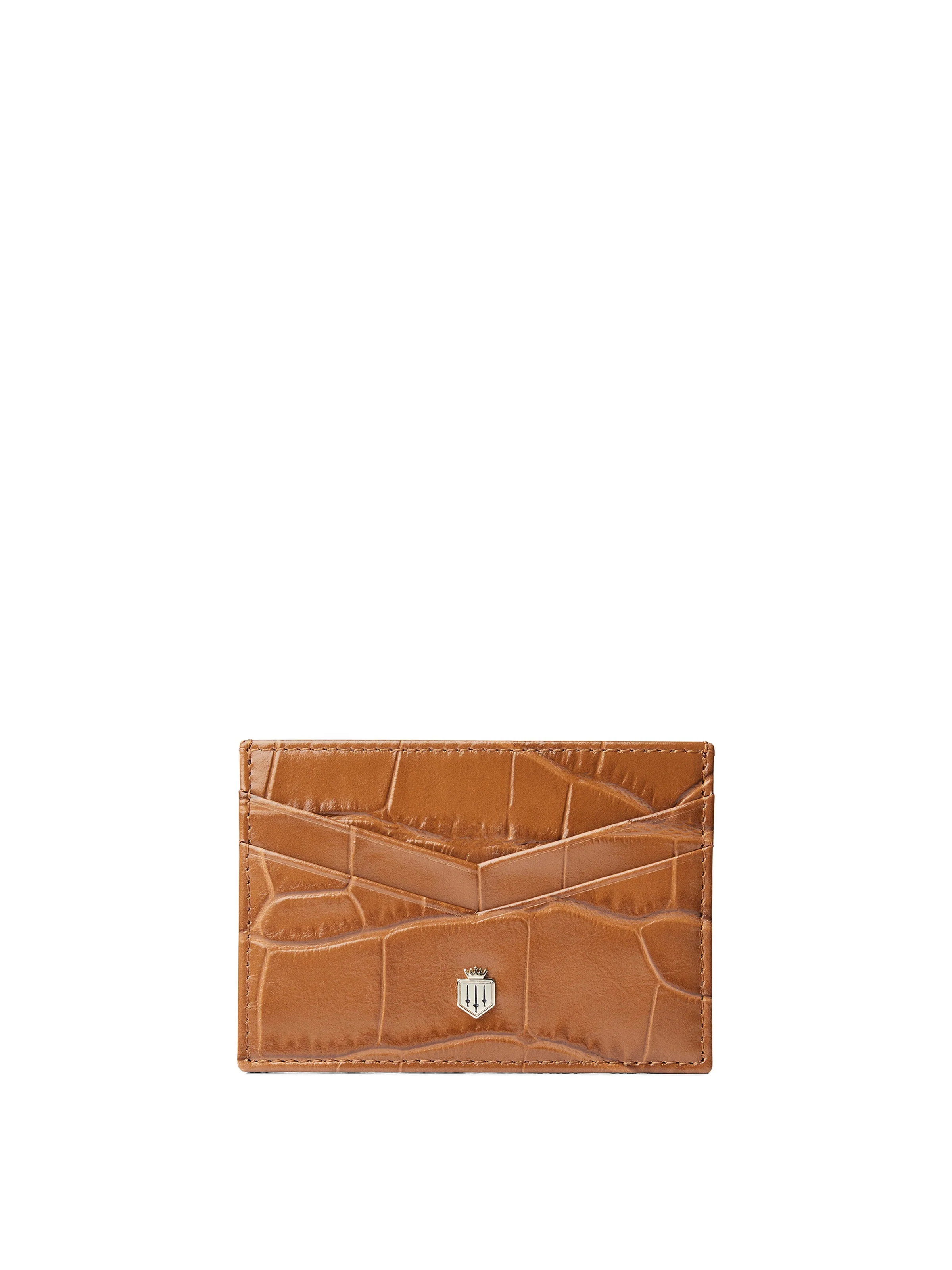Signature Card Holder - Tan Croc Leather