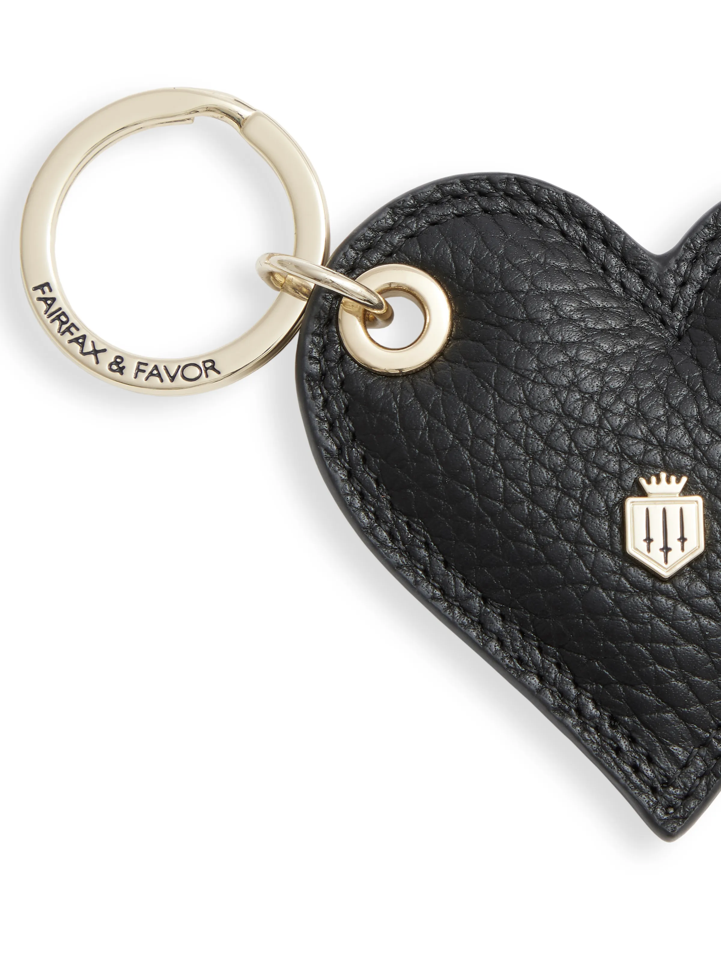 Signature Heart Key Ring - Black Pebbled Leather - Image 3
