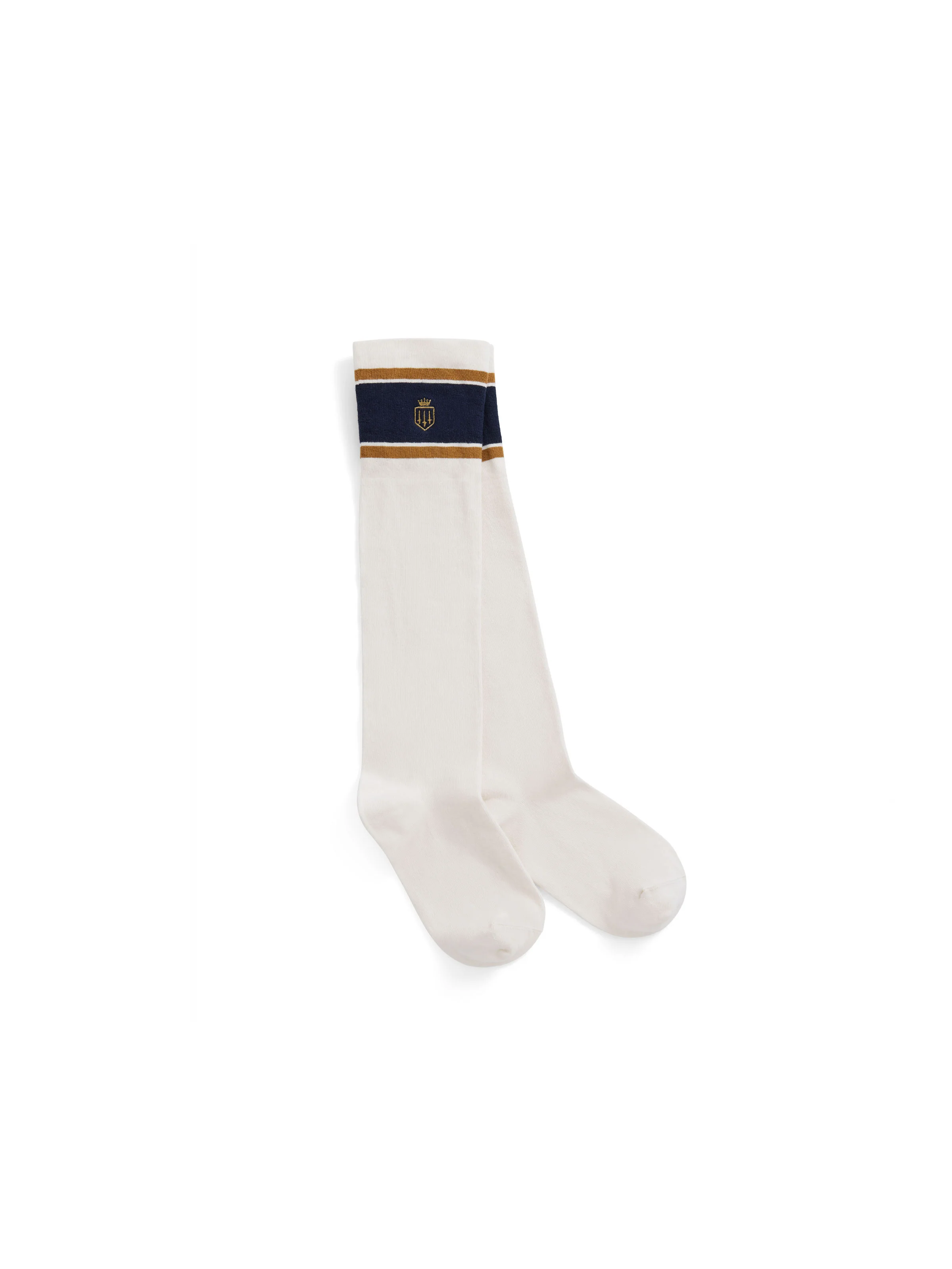 Signature Women's Knee High Socks - Cream, Navy & Gold - Image 3