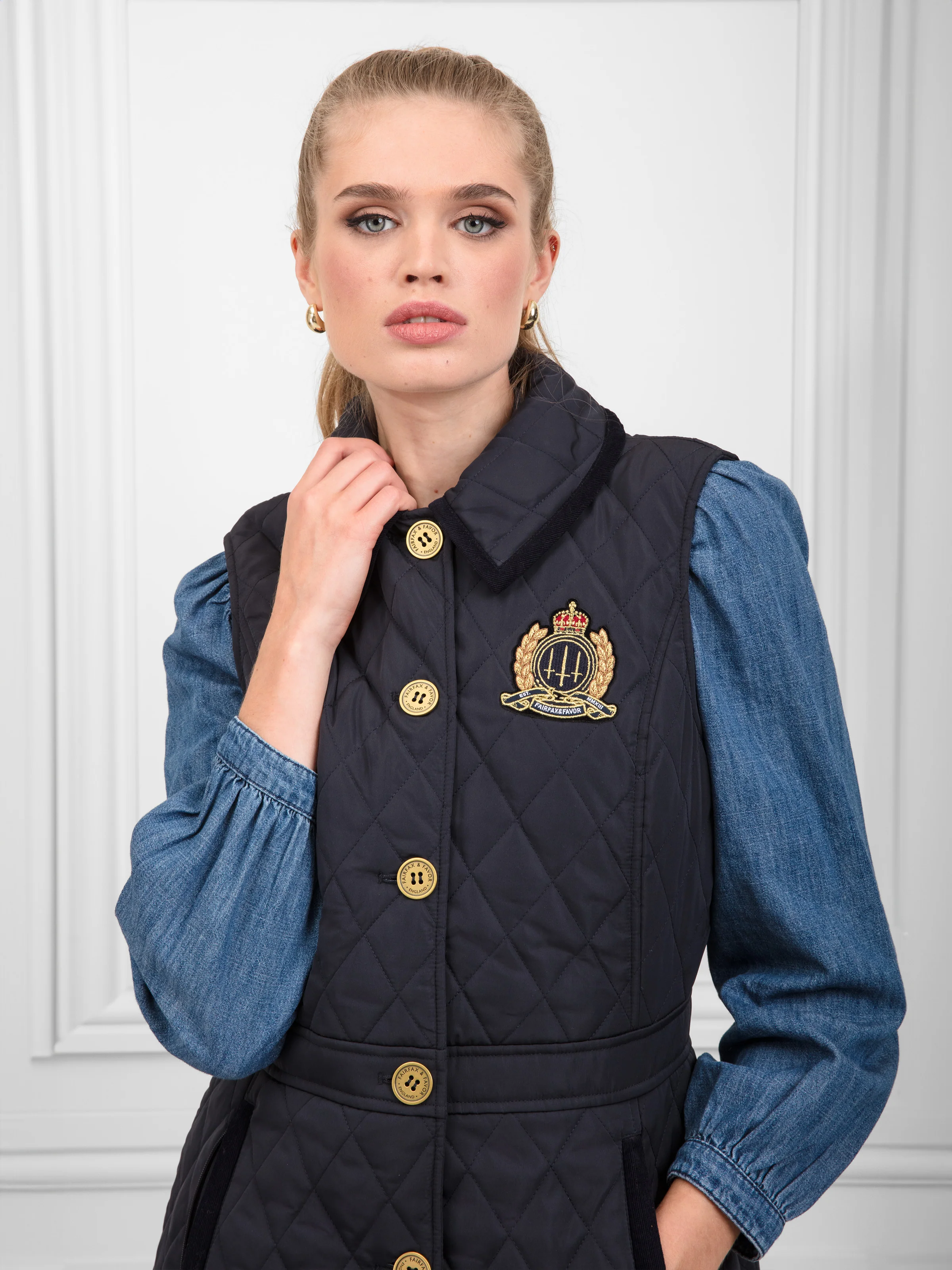 Bella Quilted Gilet - Navy - Image 6