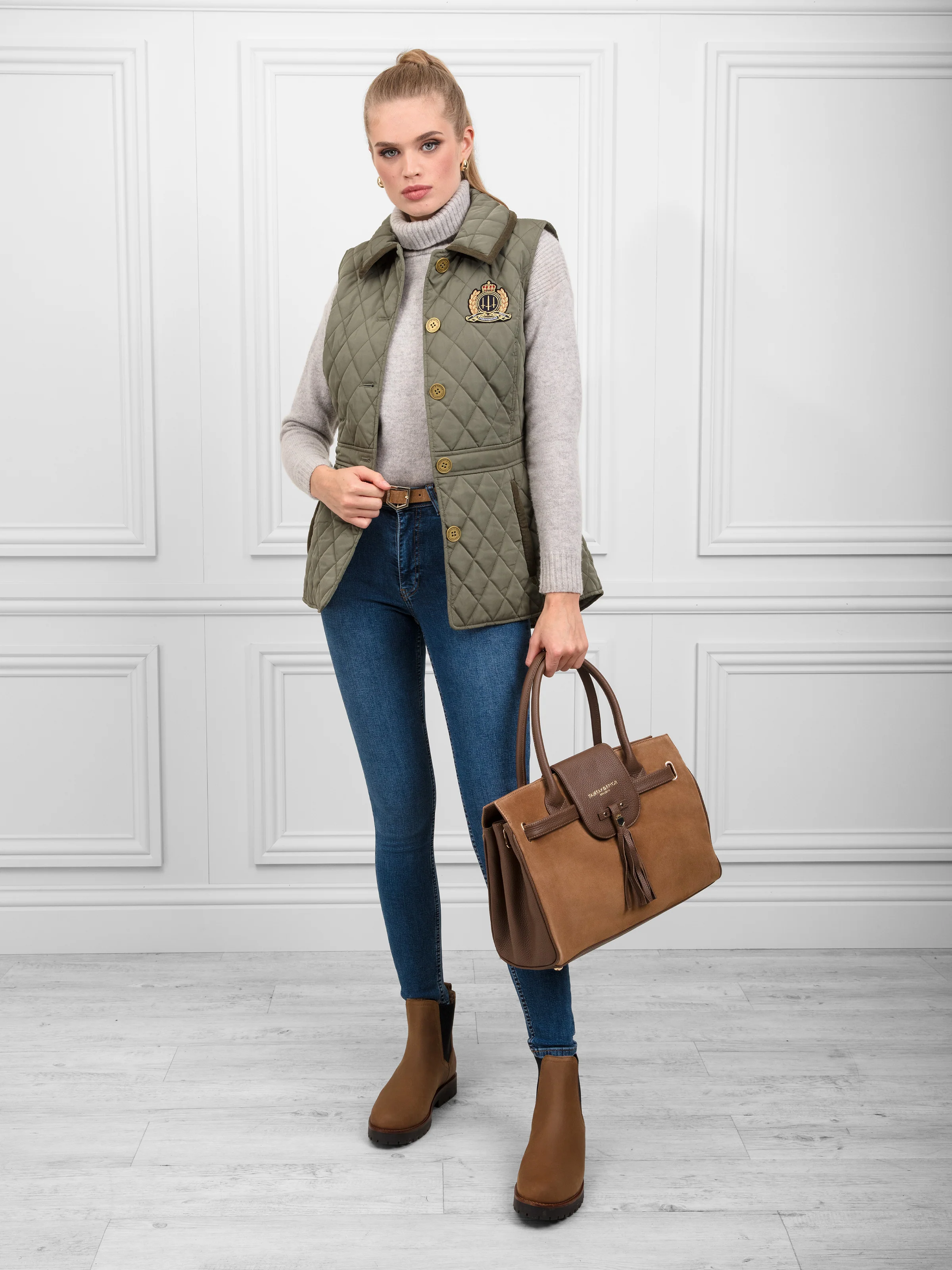 Bella Quilted Gilet - Sage - Image 2