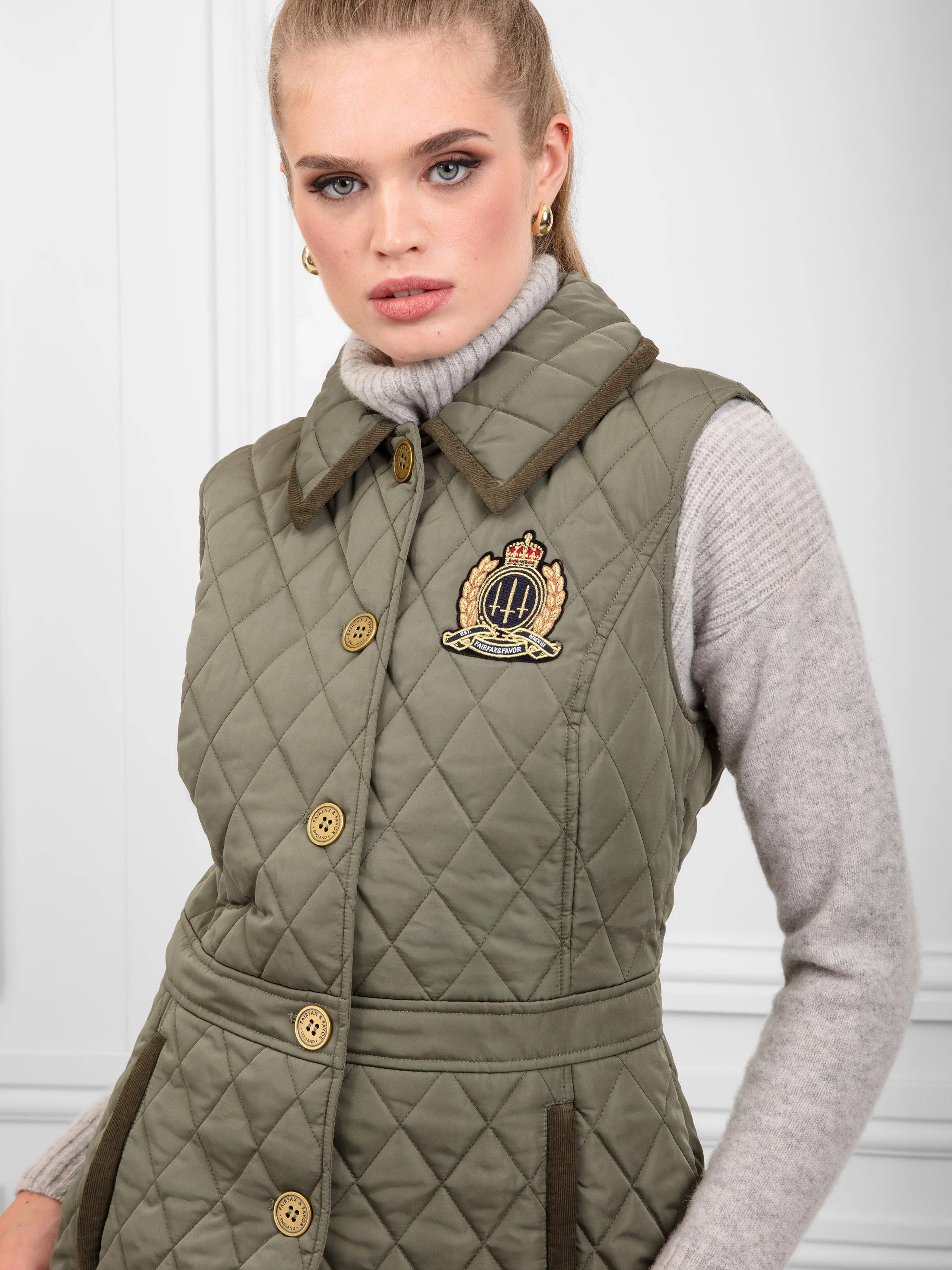Bella Quilted Gilet - Sage - Image 6