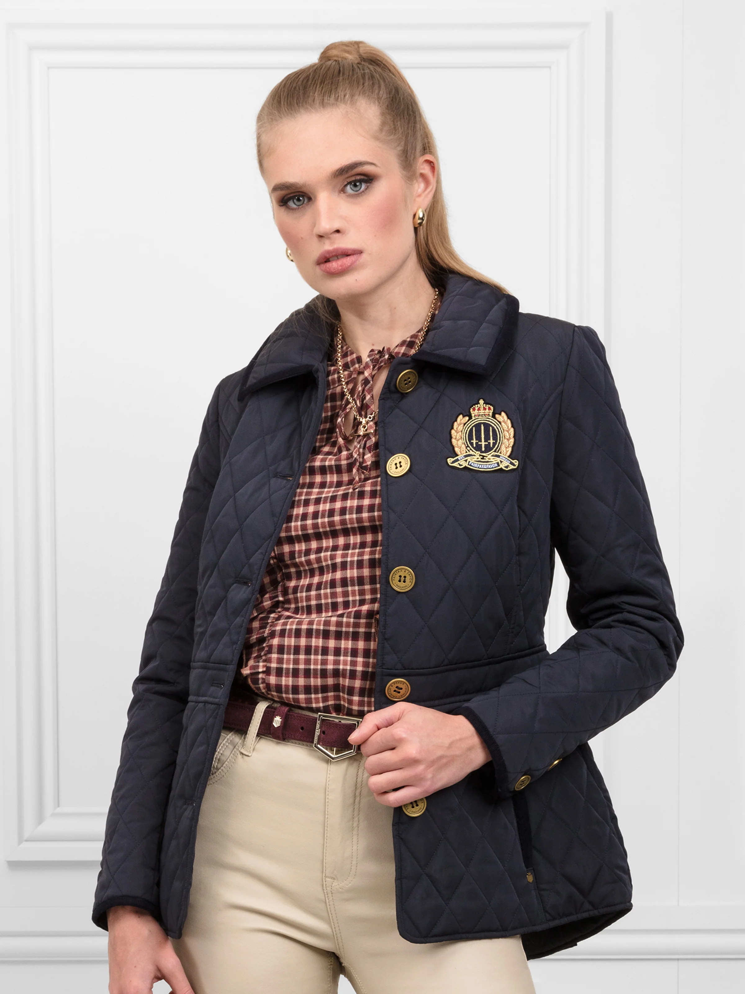 Bella Quilted Jacket - Navy - Image 6