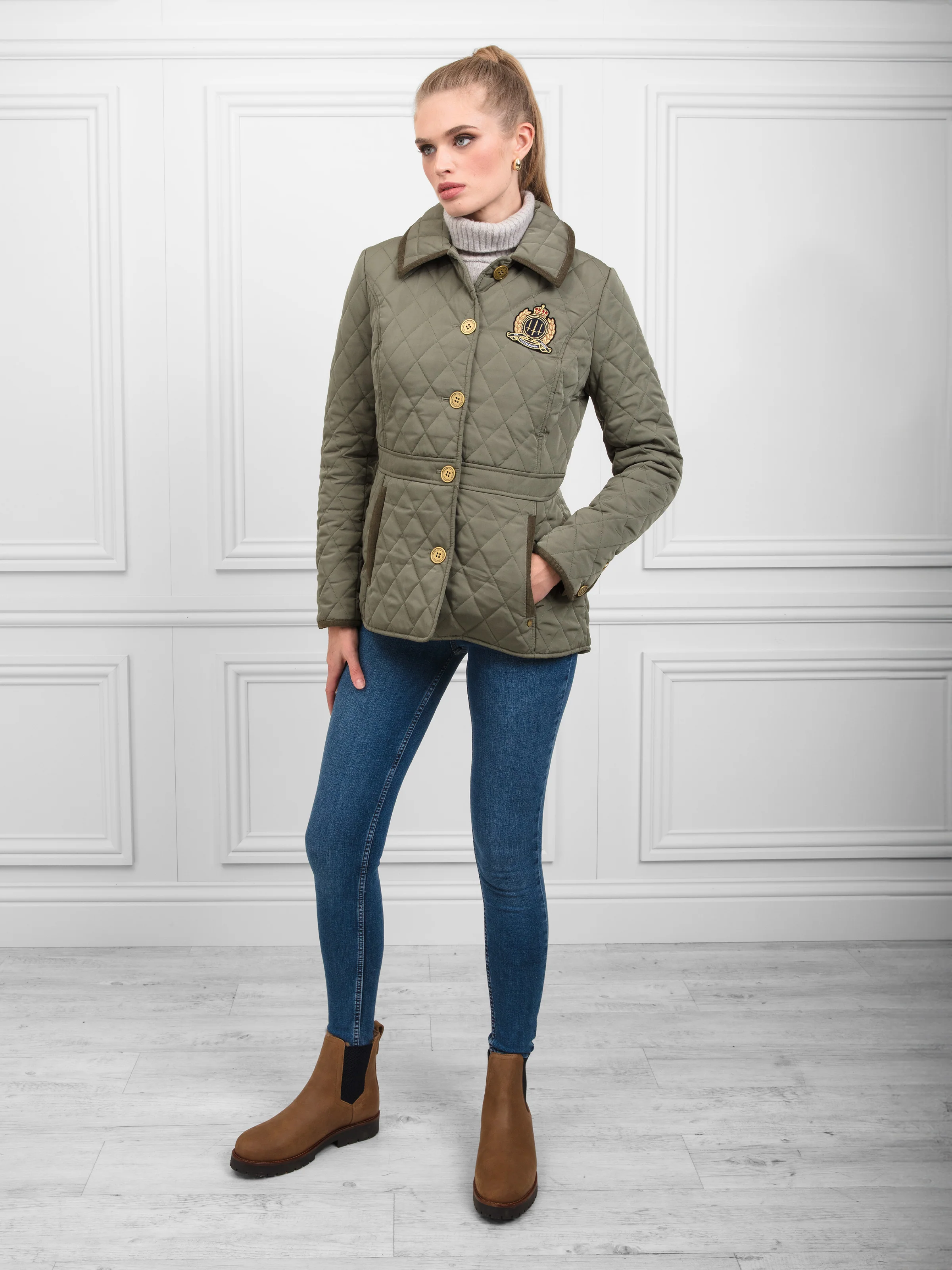 Bella Quilted Jacket - Sage - Image 2