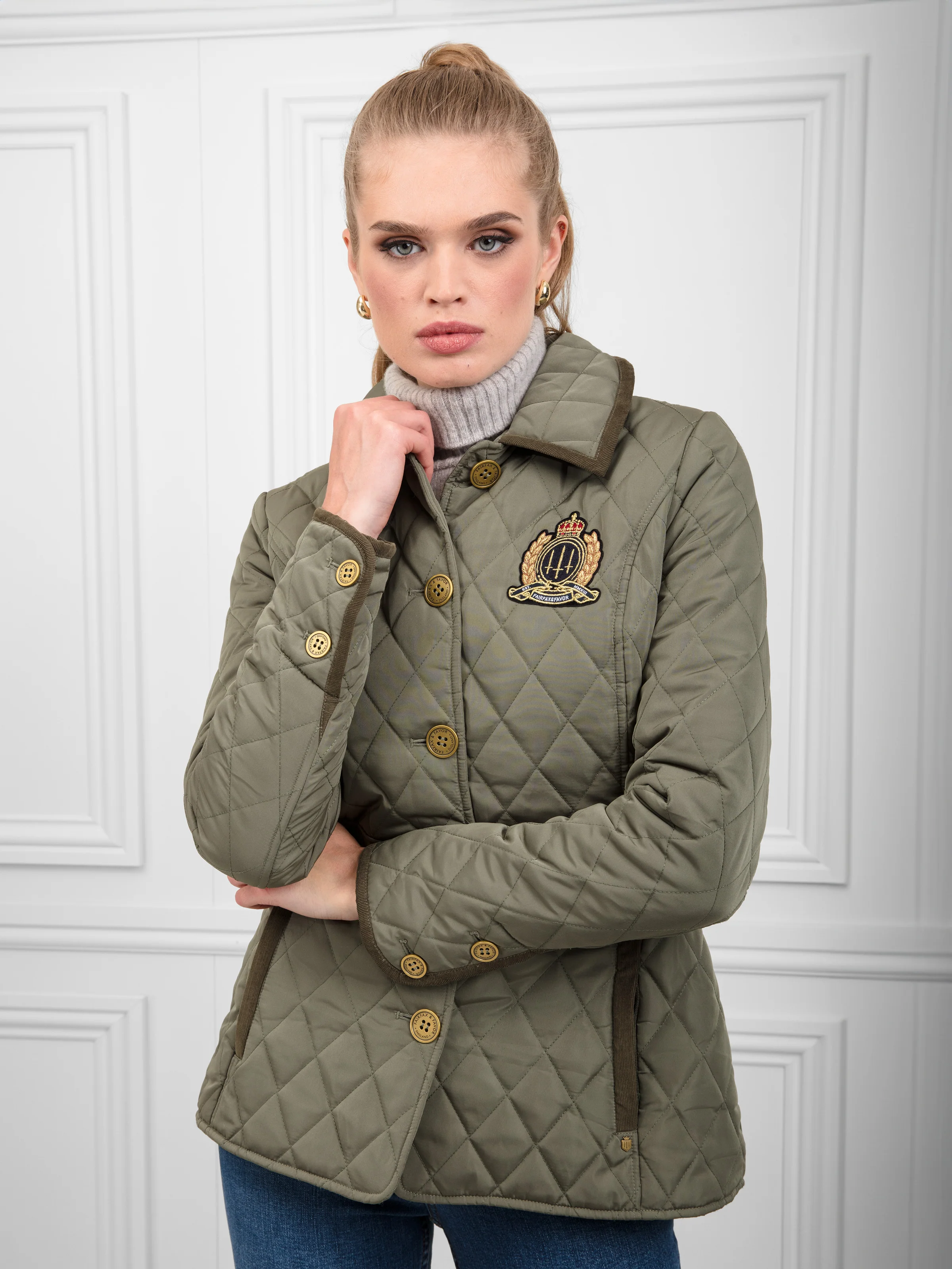 Bella Quilted Jacket - Sage - Image 6