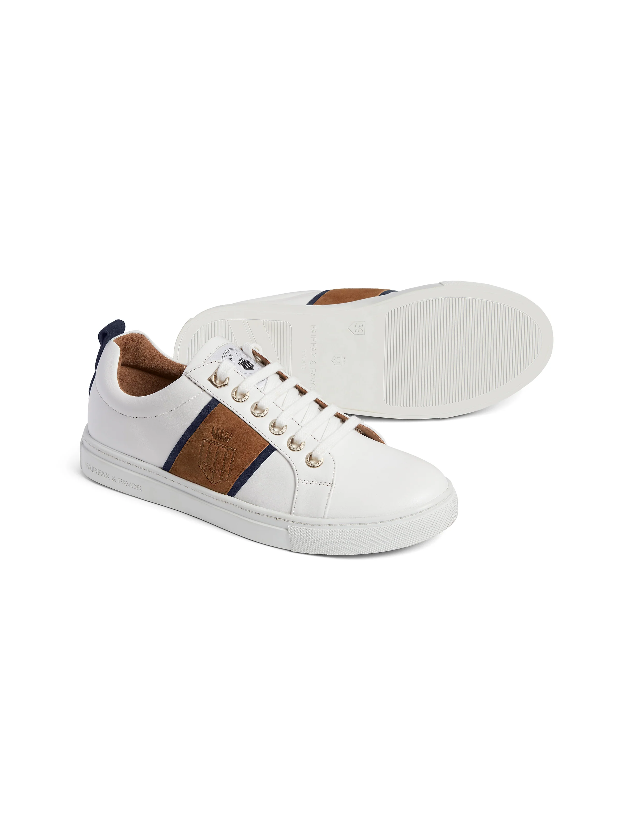 Cannes Trainer - White - Tan & Navy - Image 5