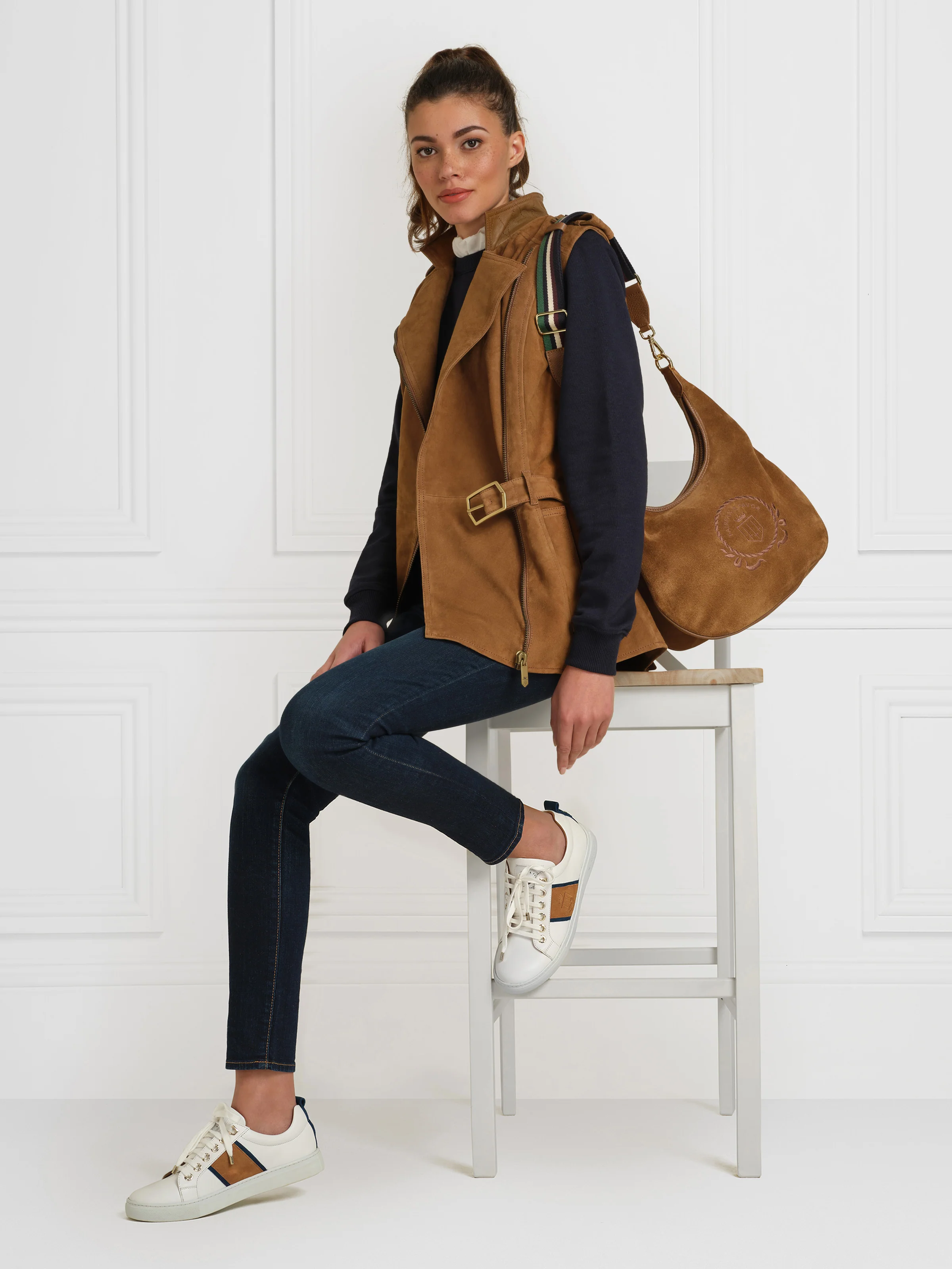 Cannes Trainer - White - Tan & Navy - Image 6