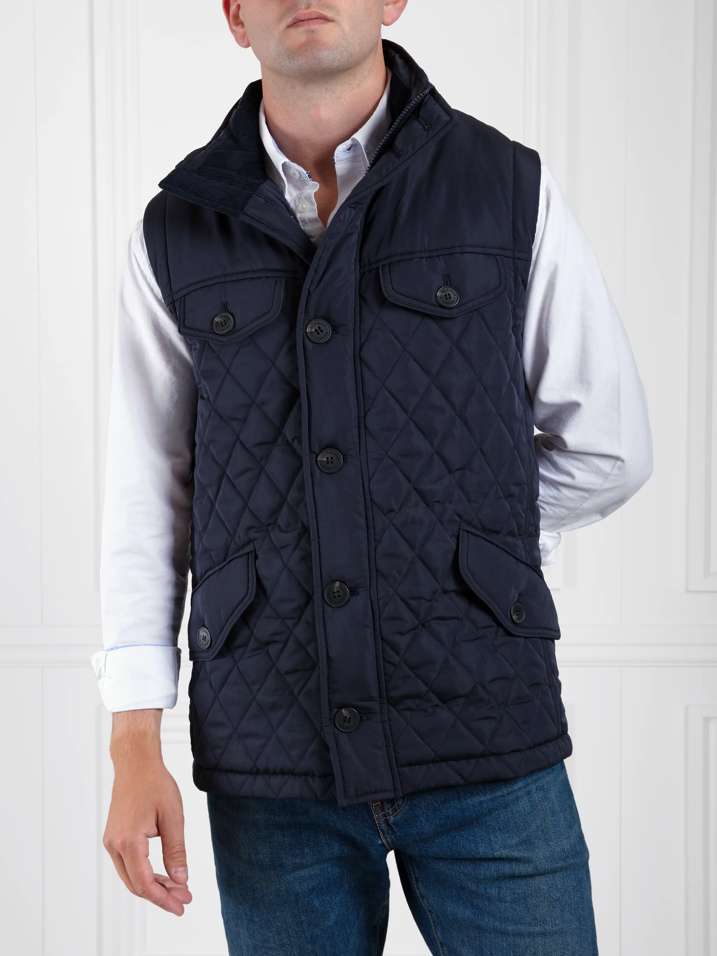 George Quilted Gilet - Navy - Image 5