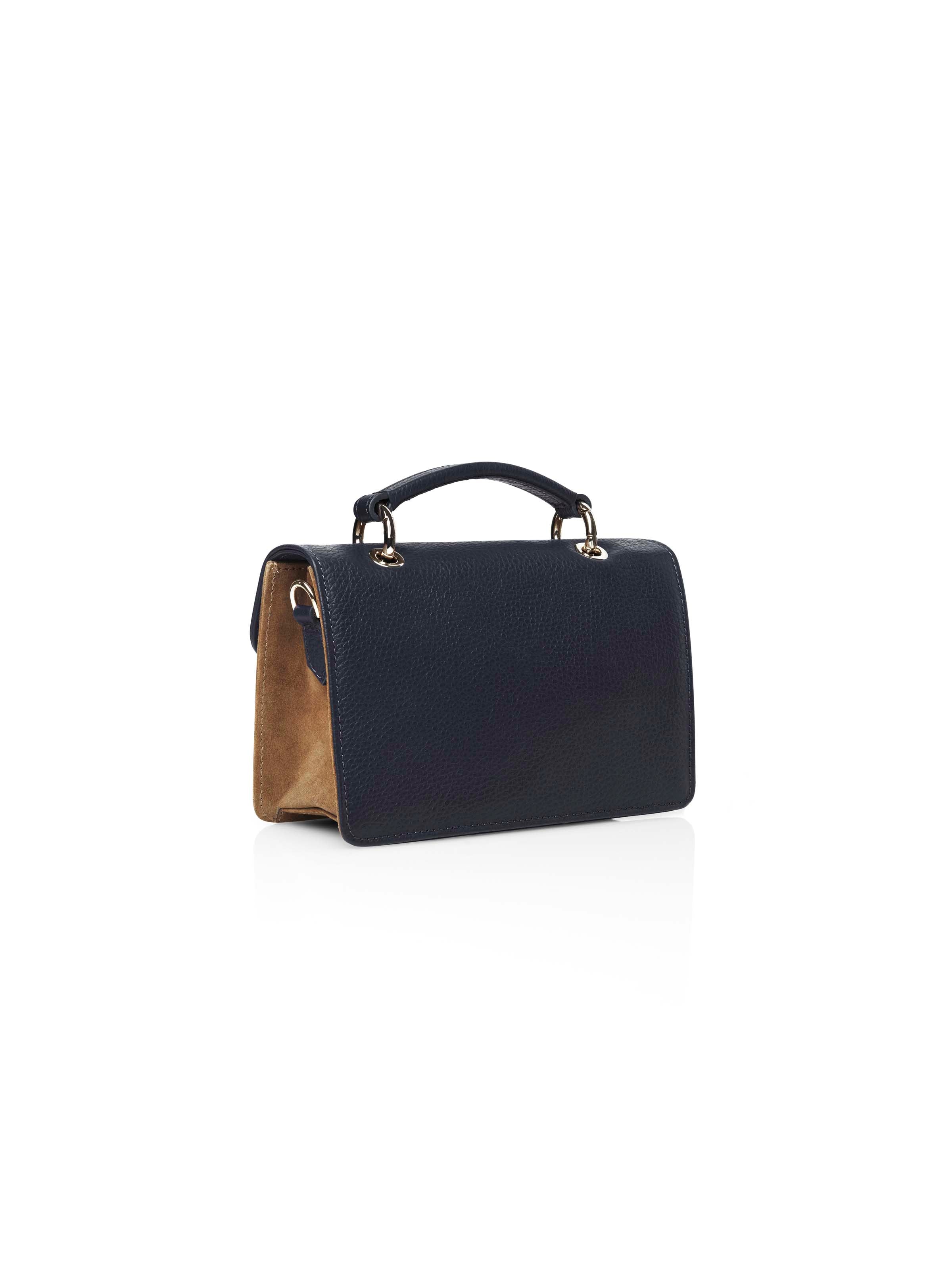 Loxley Mini Cross Body Bag - Tan & Navy Suede - Image 3