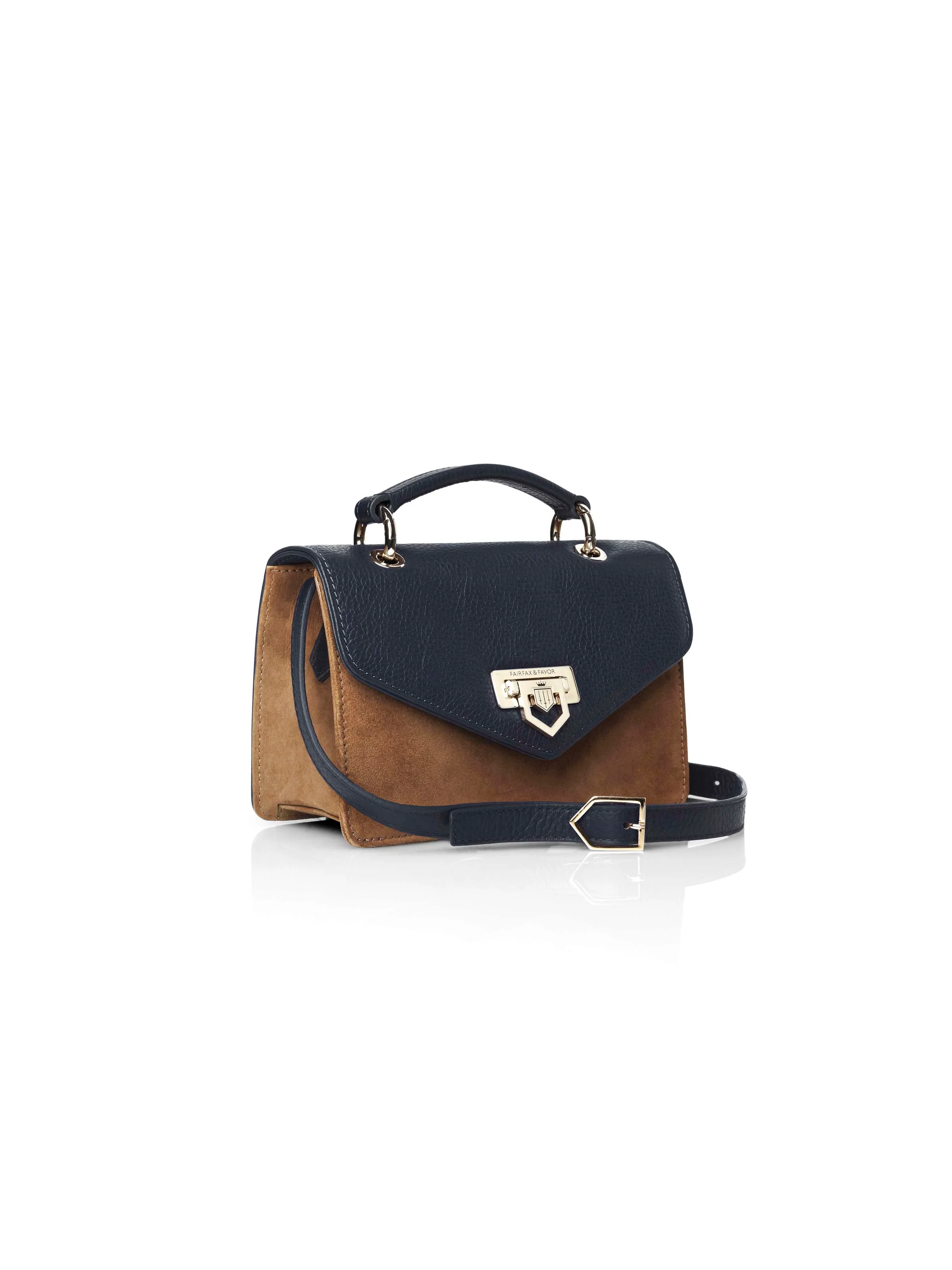 Loxley Mini Cross Body Bag - Tan & Navy Suede - Image 5