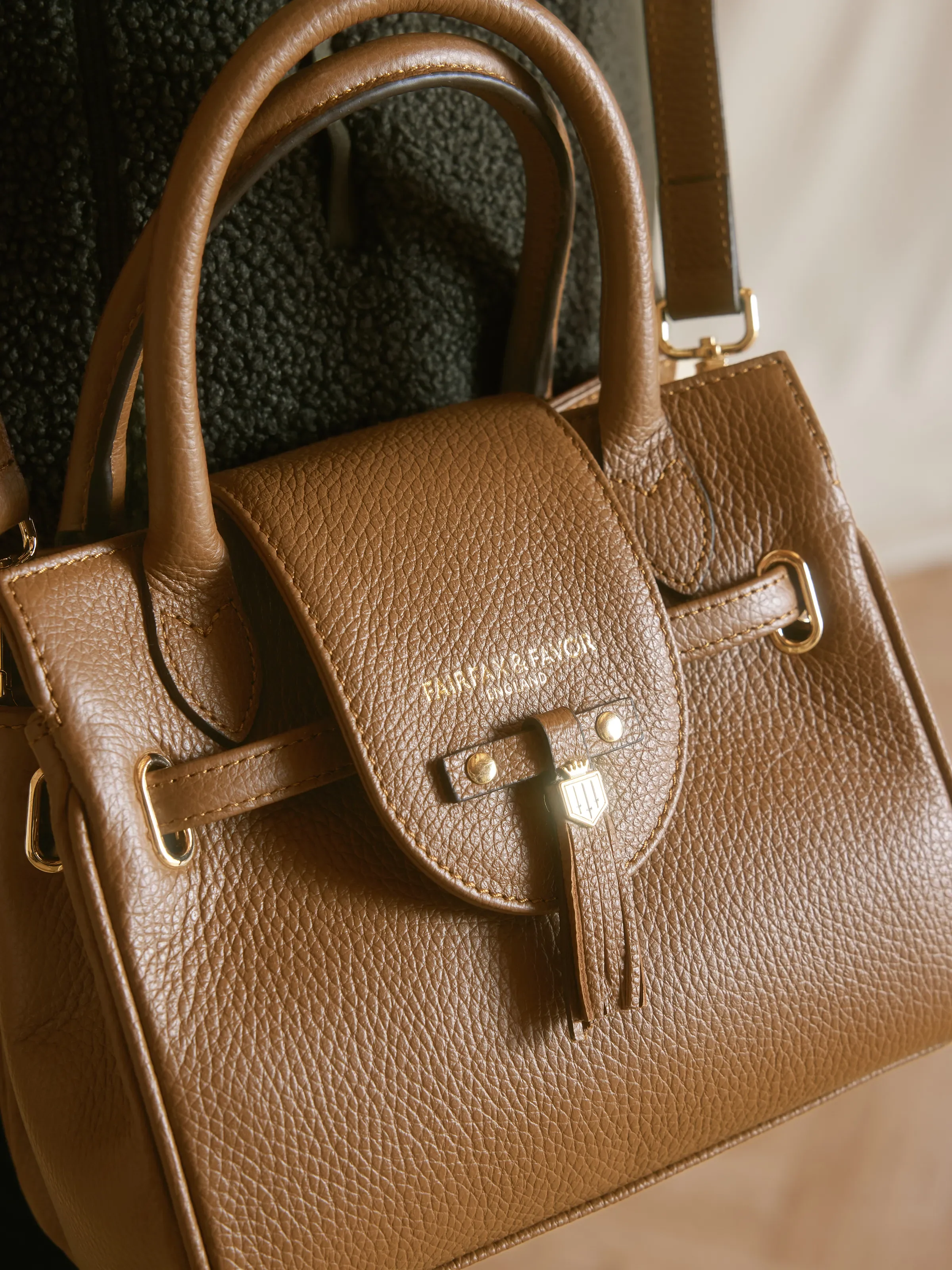 Mini Windsor Handbag - Pebbled Tan Leather - Image 6