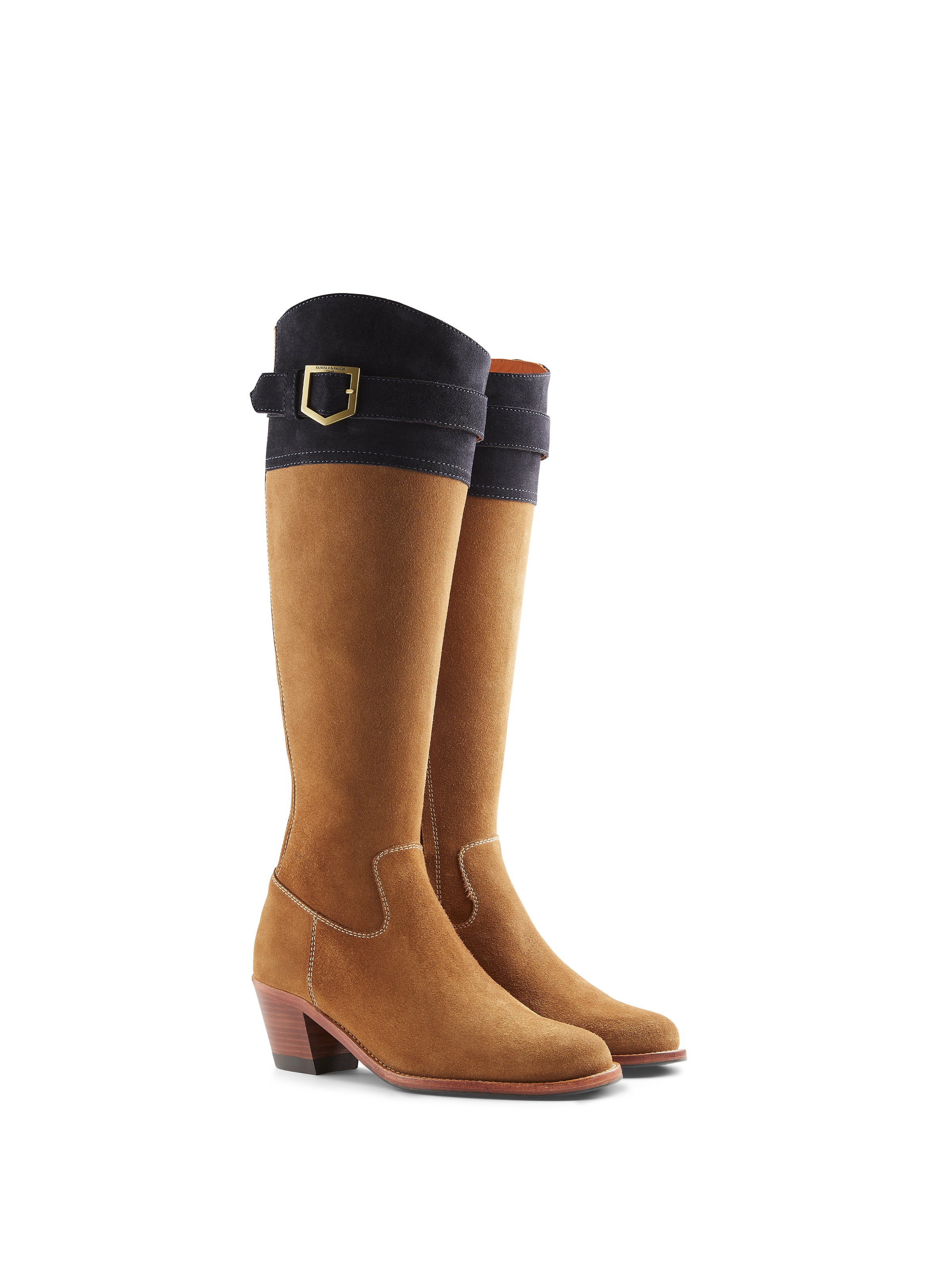 Heeled Olympia - Tan & Navy Suede - Image 3