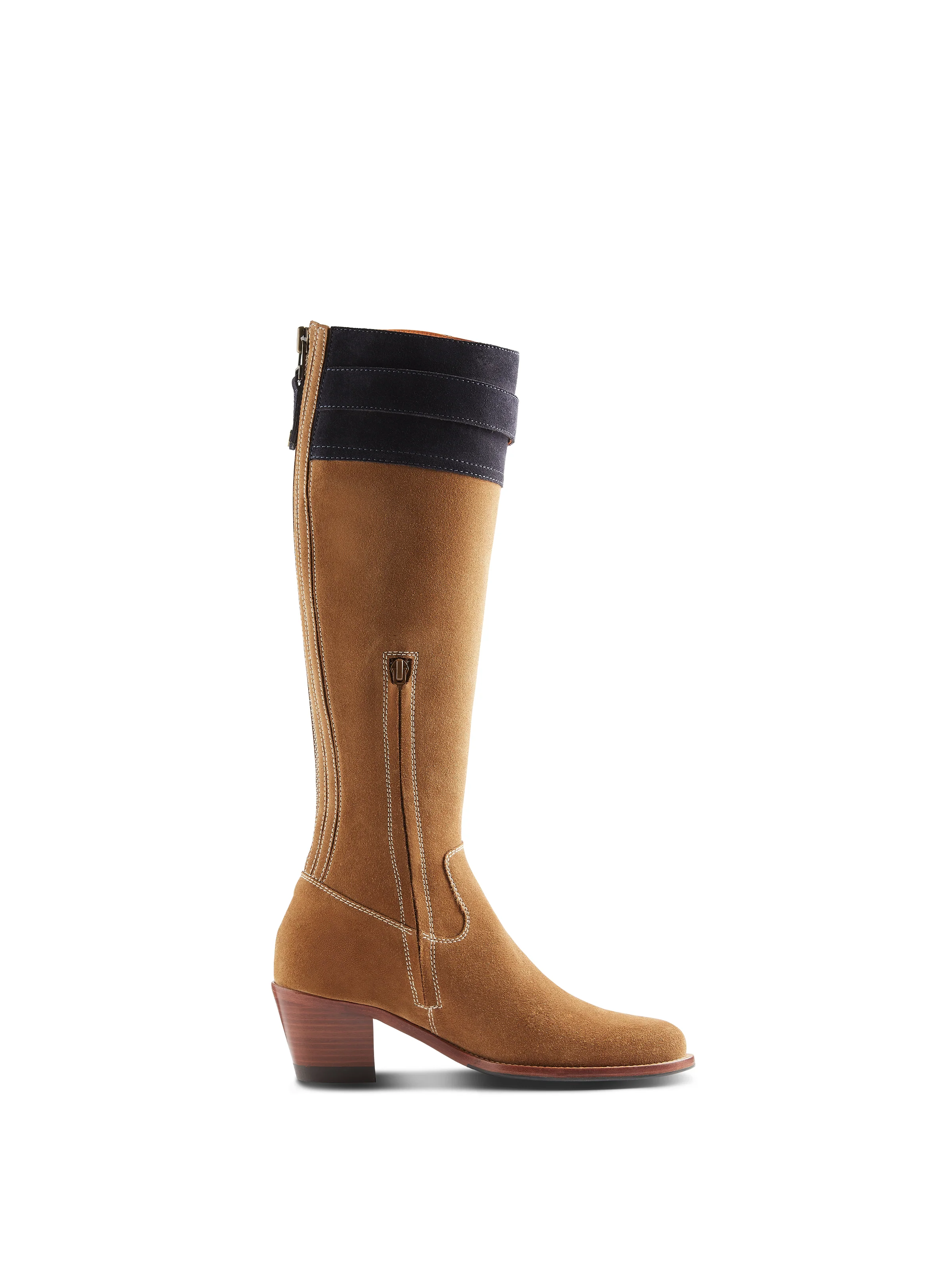 Heeled Olympia - Tan & Navy Suede - Image 4