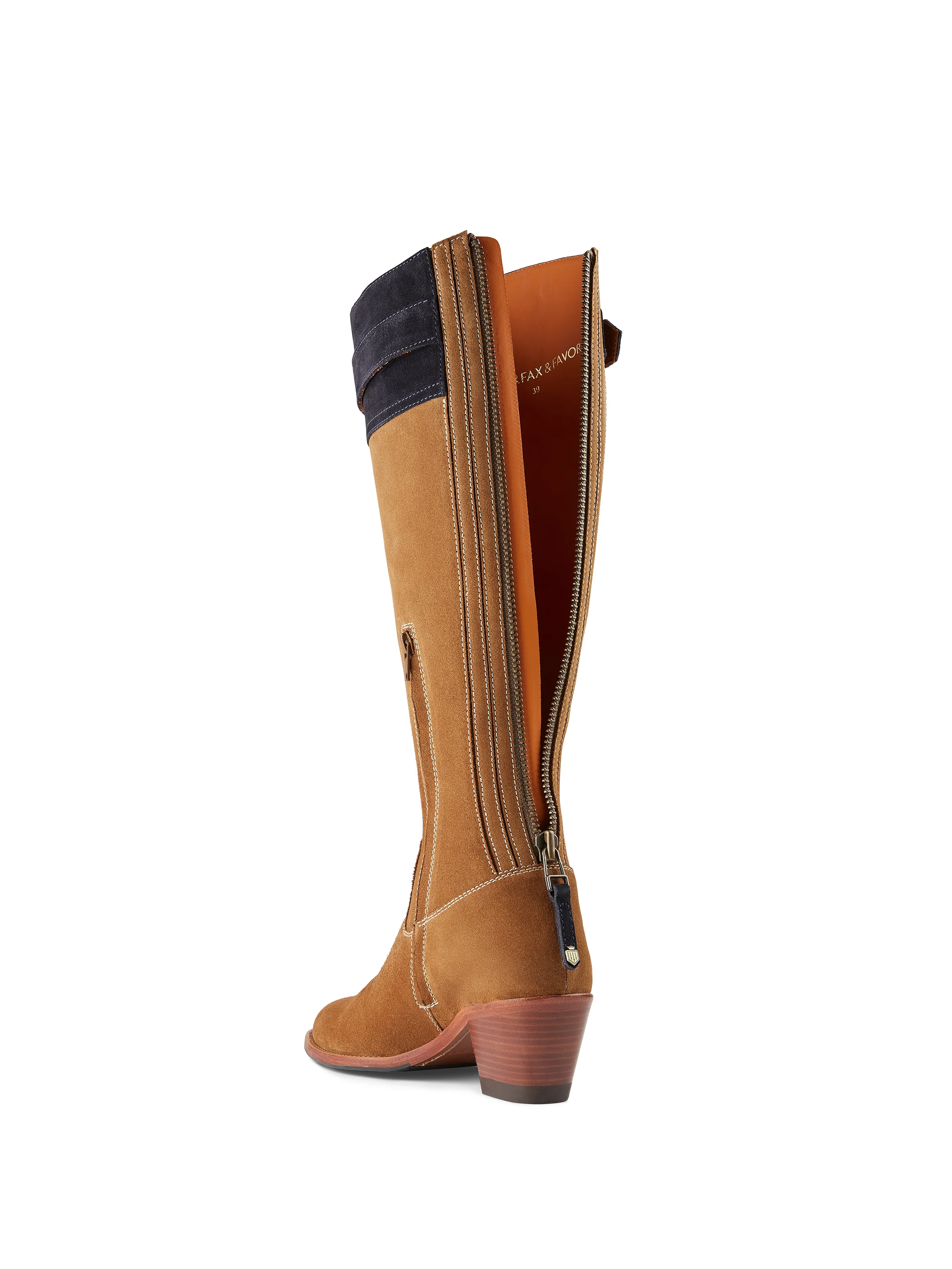 Heeled Olympia - Tan & Navy Suede - Image 5