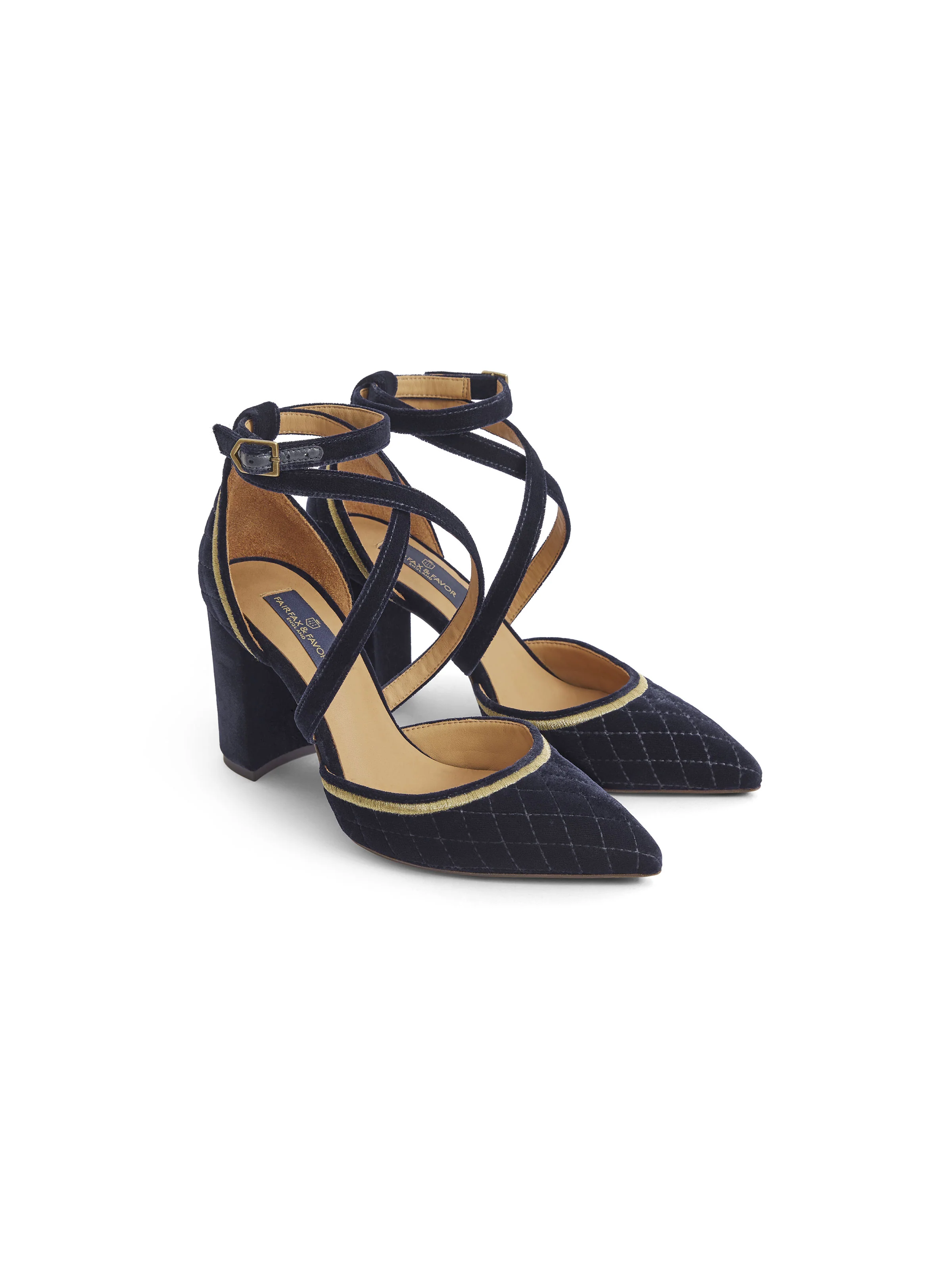 York - Navy Quilted Velvet - Image 2