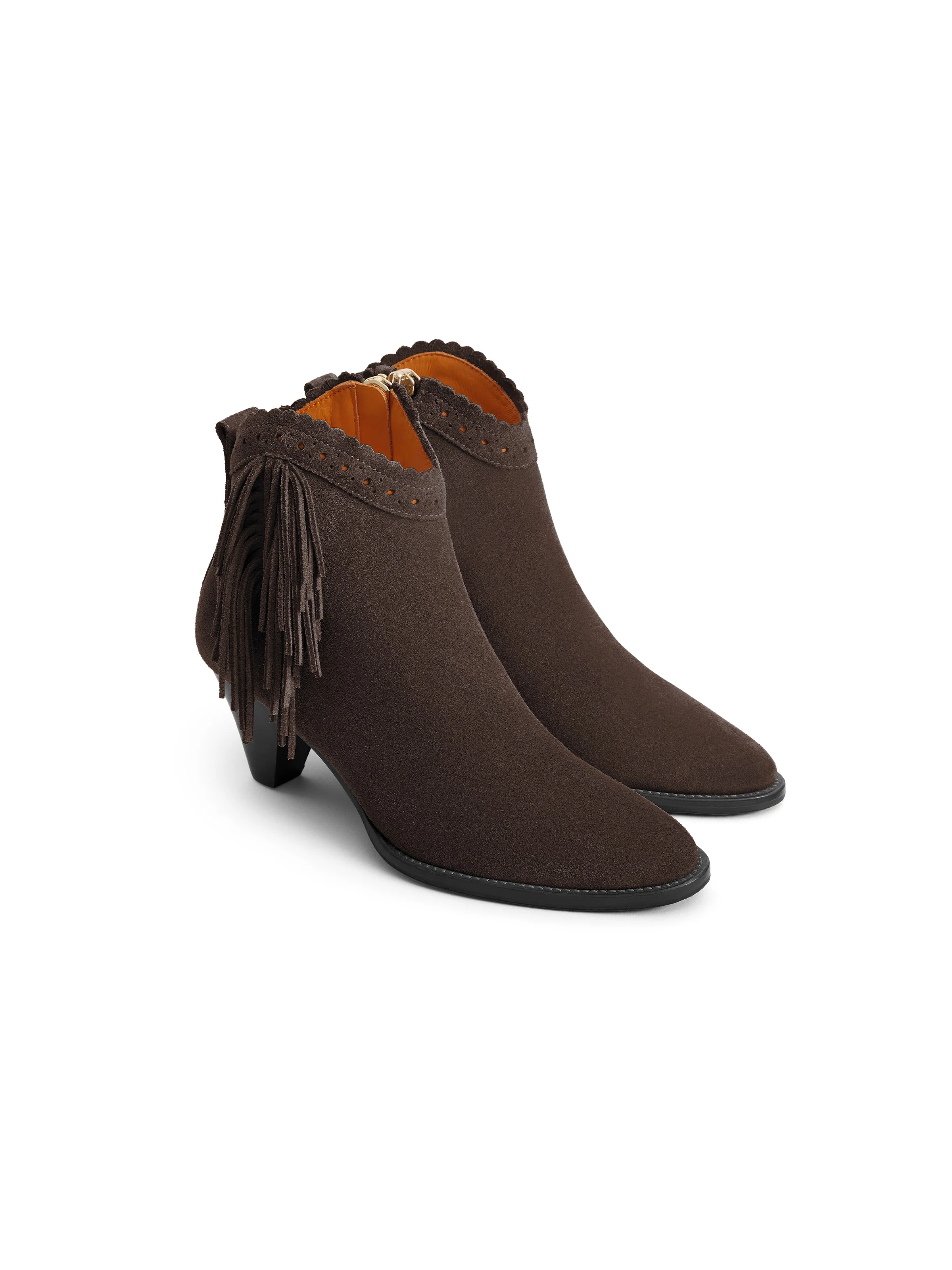 Regina Fringed Ankle Boot - Chocolate Suede - Image 3