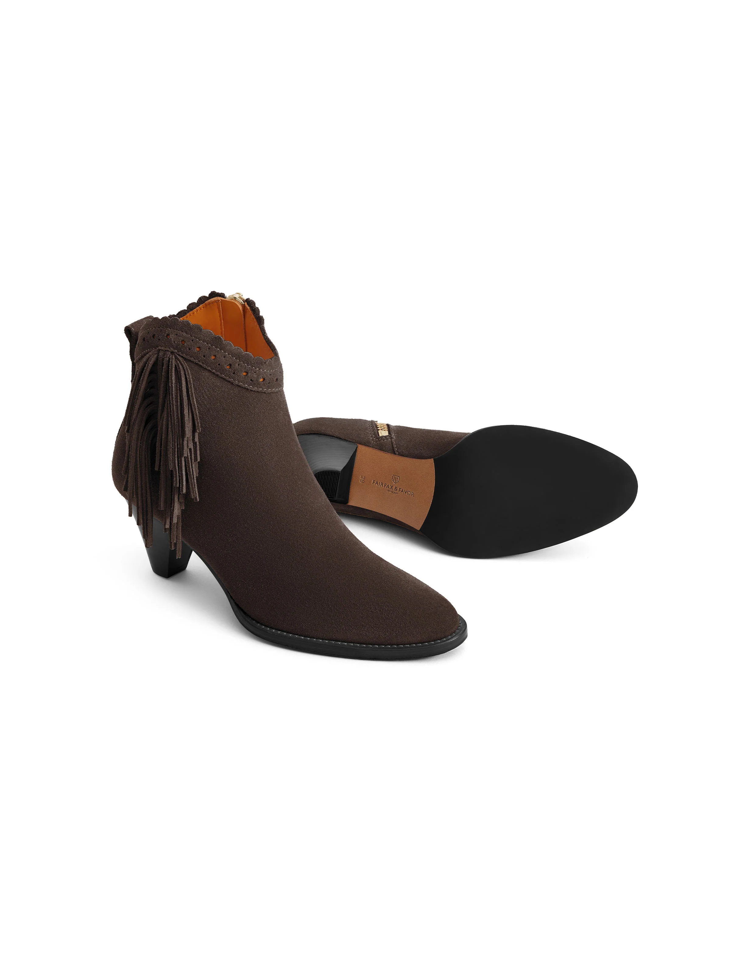 Regina Fringed Ankle Boot - Chocolate Suede - Image 4
