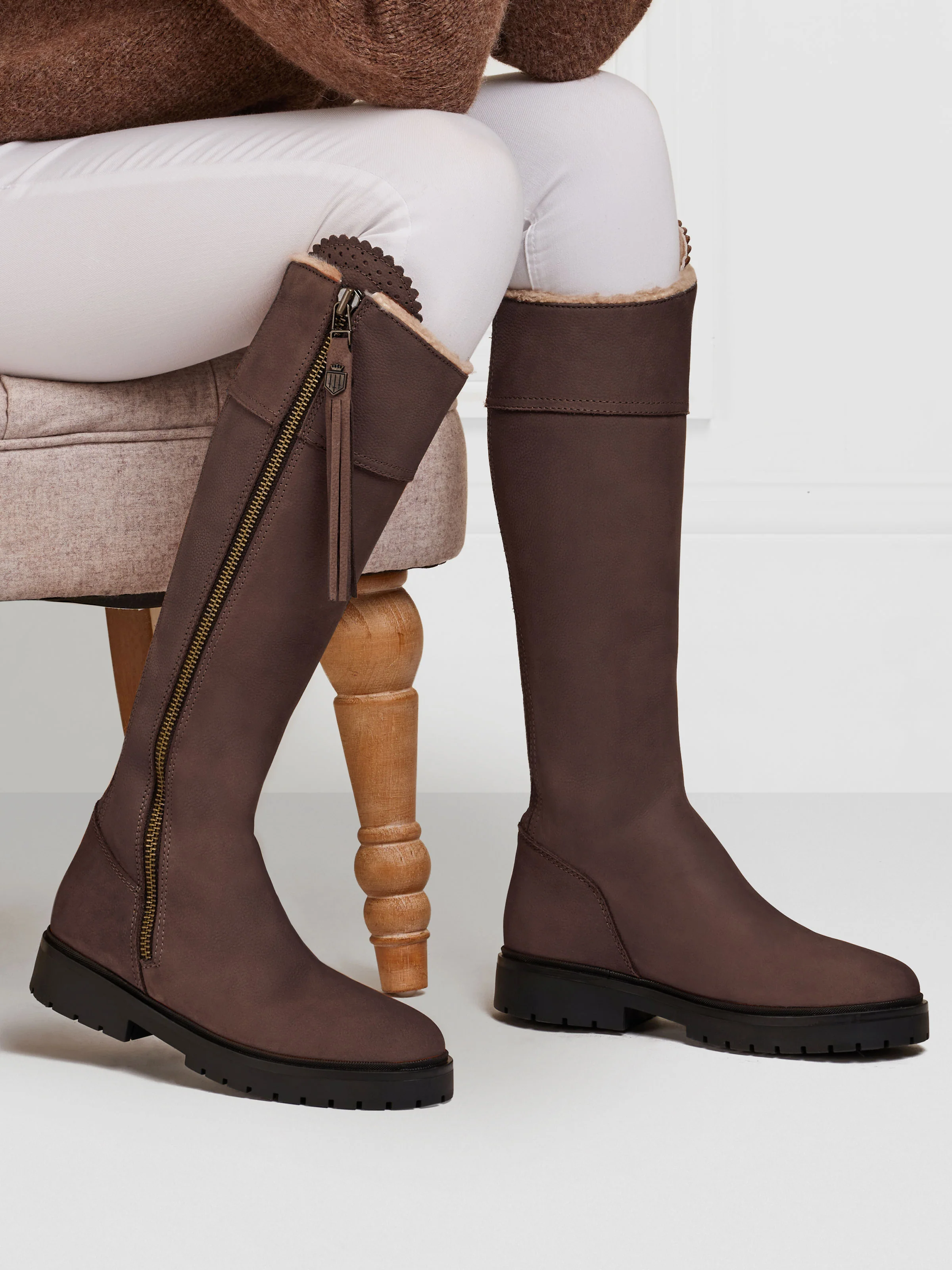 Shearling Lined Regina (Sporting Fit) - Chocolate Nubuck - Image 7